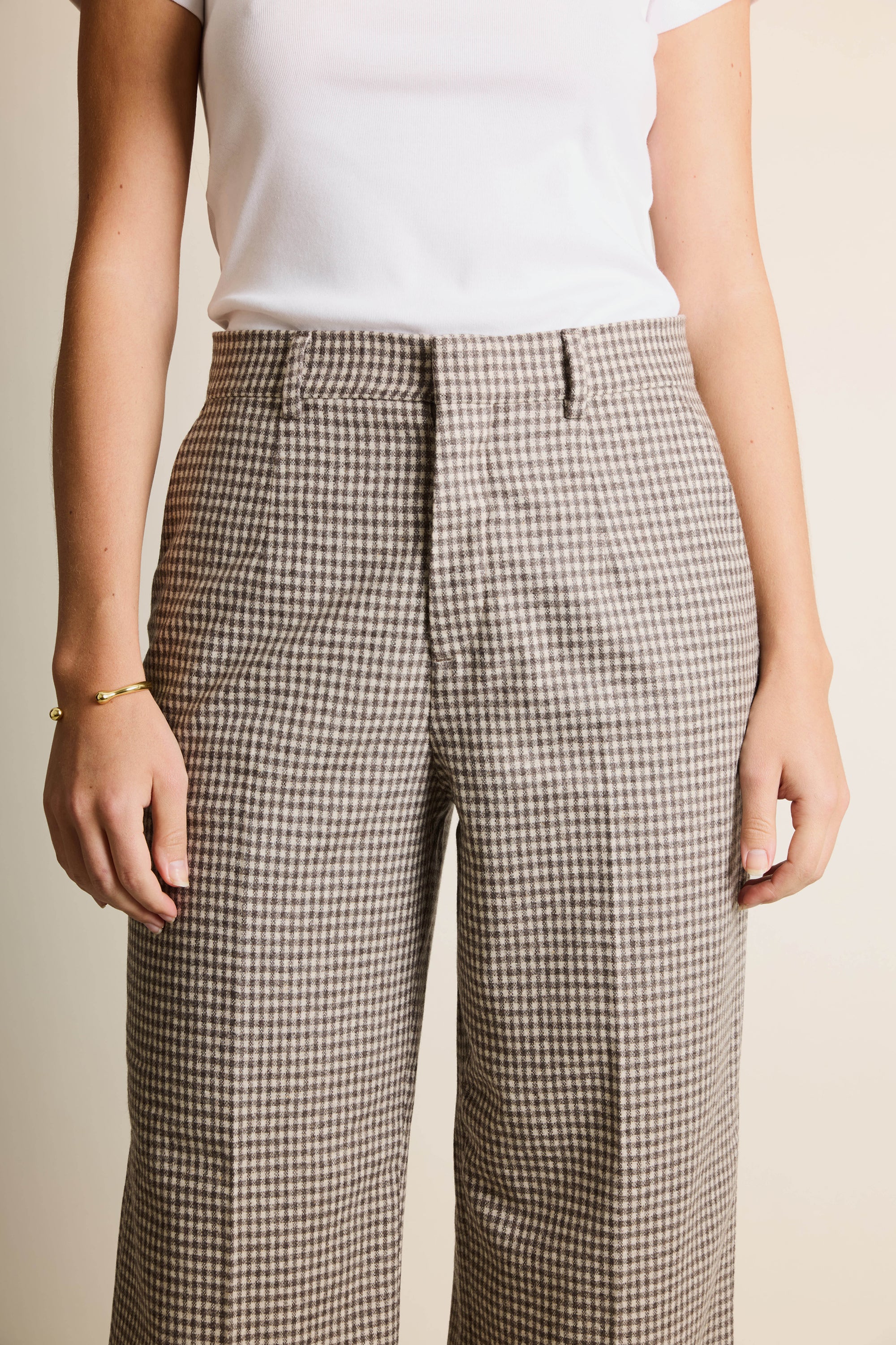 le-pantalon-flanelle-pantalon-flare-vichy-marron-cachemire image 7