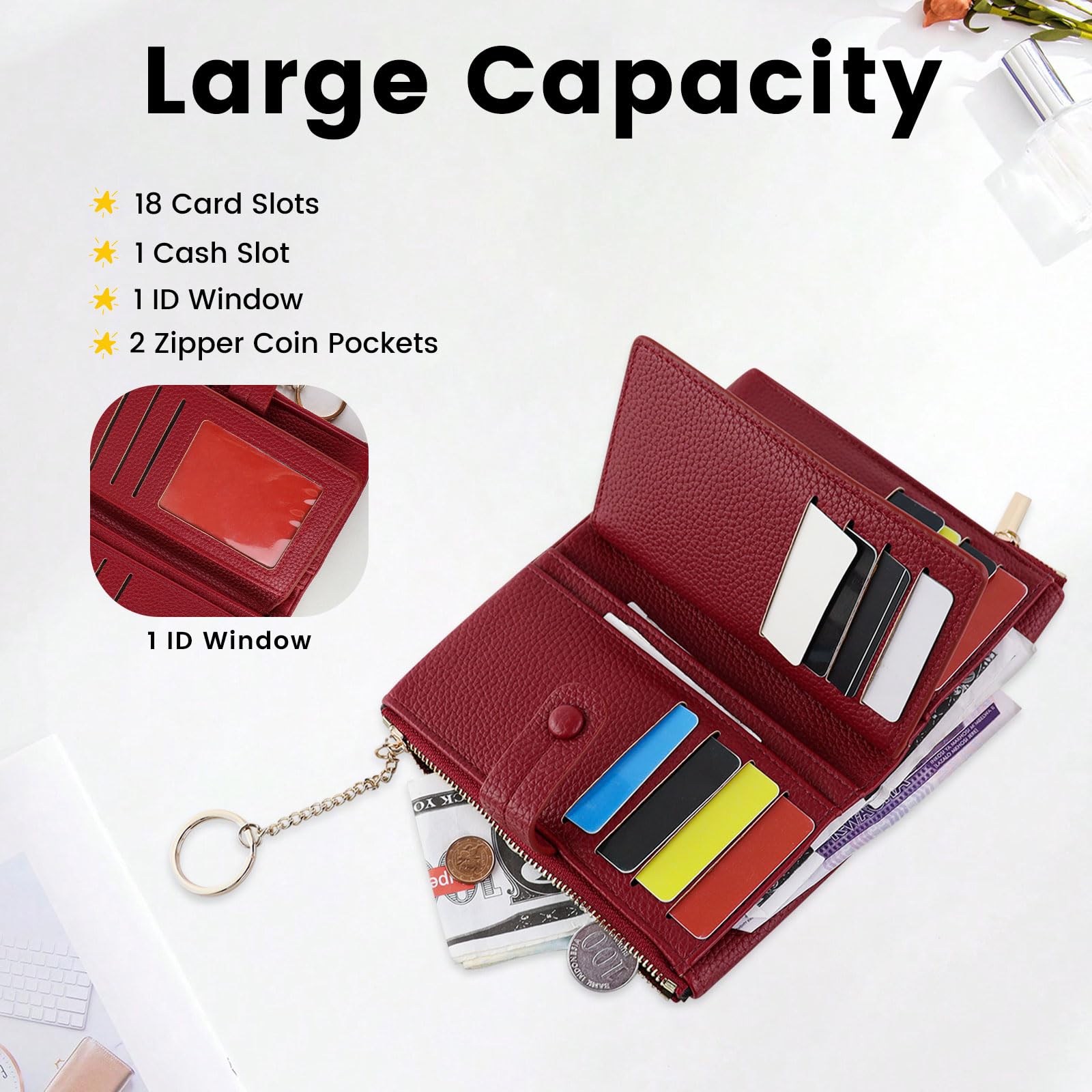 adistylinno-women-s-wallet-portefeuille-rfid-rouge-20-cartes image 4