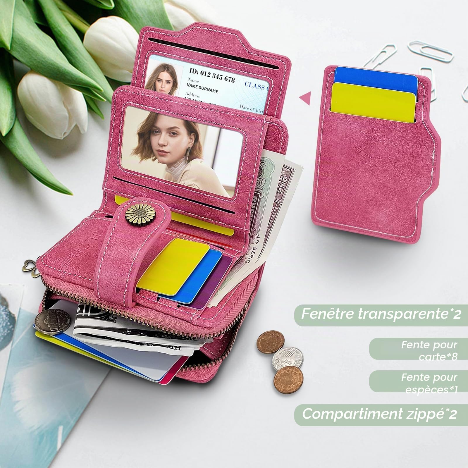adistylinno-women-s-wallet-portefeuille-rose-rfid-fleur image 2