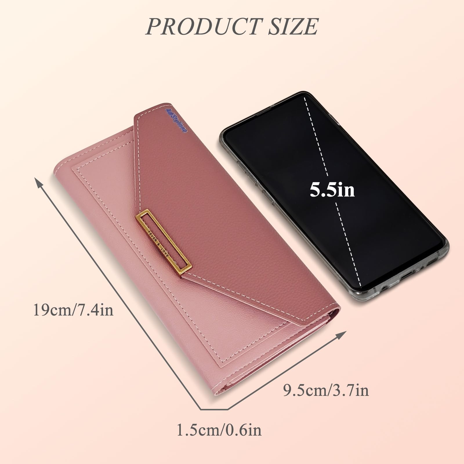 adistylinno-women-s-wallet-portefeuille-long-rose-19-cm-similicuir image 3
