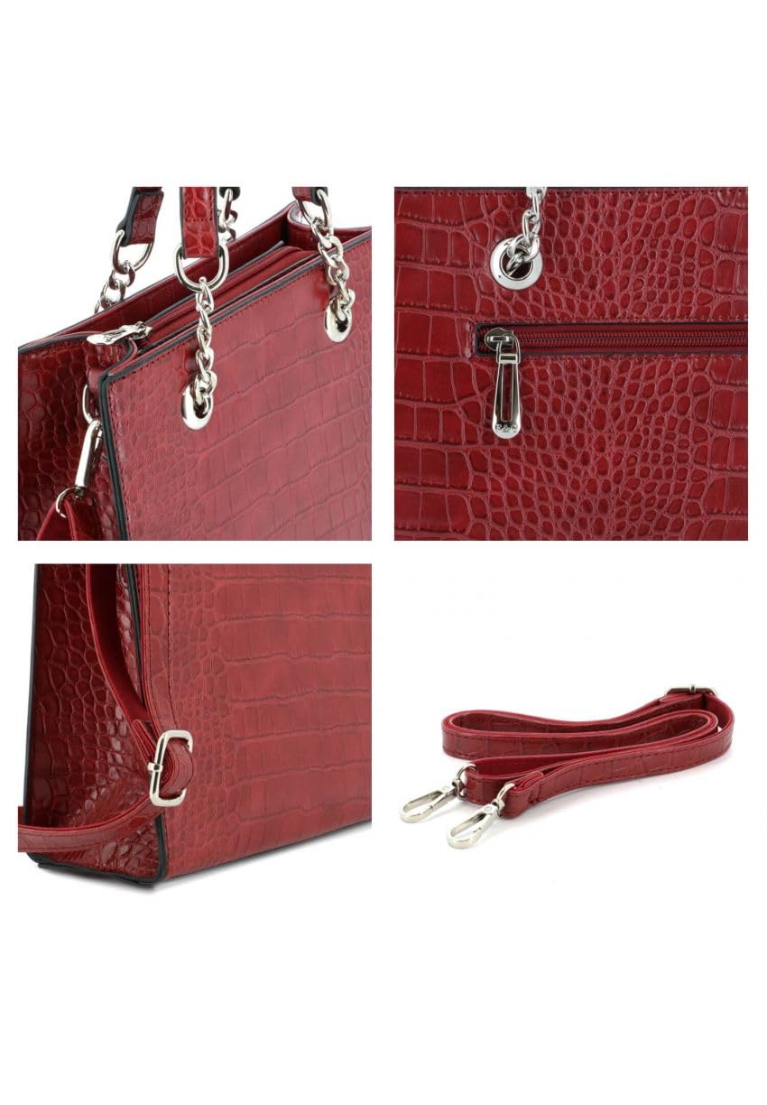 flora-co-sacs-main-bandouli-re-cha-ne-croco-rouge-sac-effet image 4