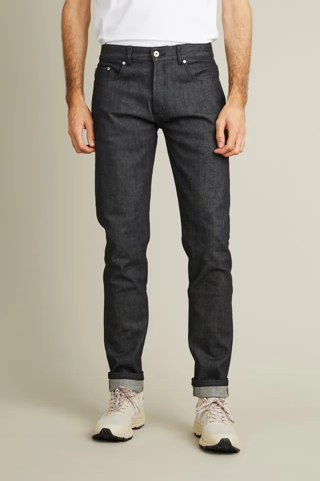 le-pantalon-jean-selvedge-noir-homme-coton-bio-14-oz image 1