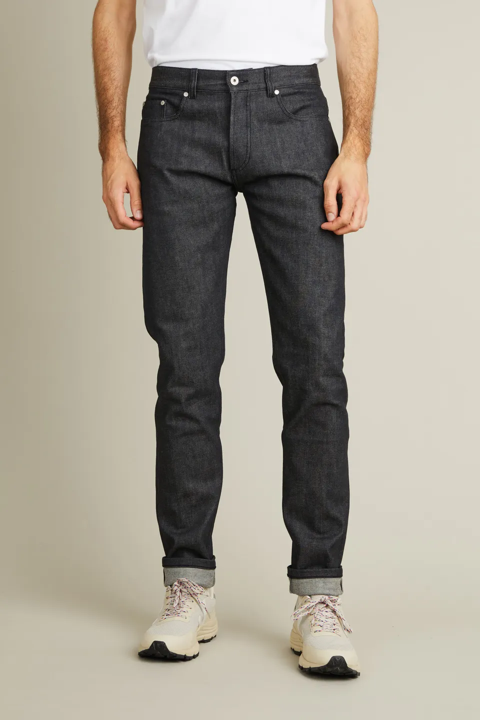 le-pantalon-jean-selvedge-noir-homme-coton-bio-14-oz image 1