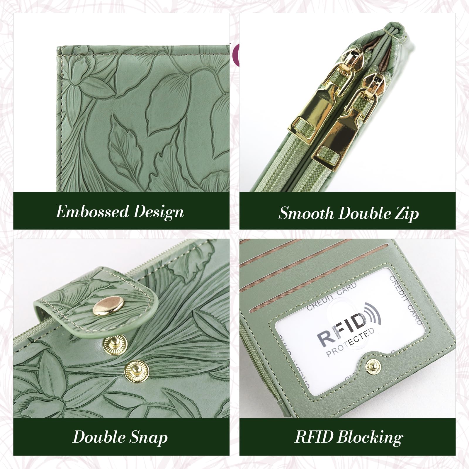 adistylinno-women-s-wallet-portefeuille-femme-vert-rfid-grande-capacit image 5