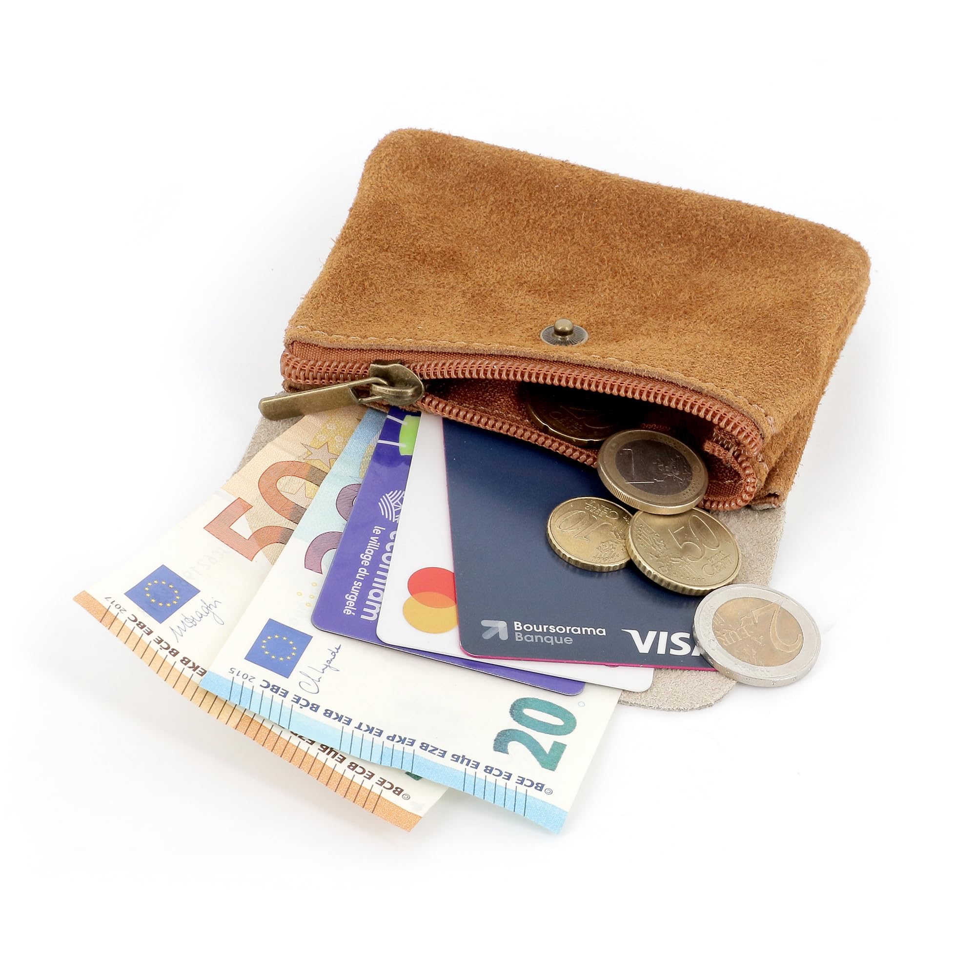 double-tree-porte-monnaie-cuir-v-ritable-camel-compact image 5