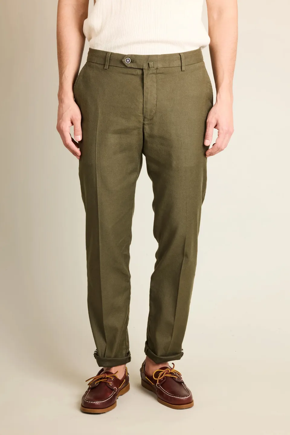 le-pantalon-chinos-homme-fm-lpcl-19-chino-kaki-fonc-lin-coton image 1
