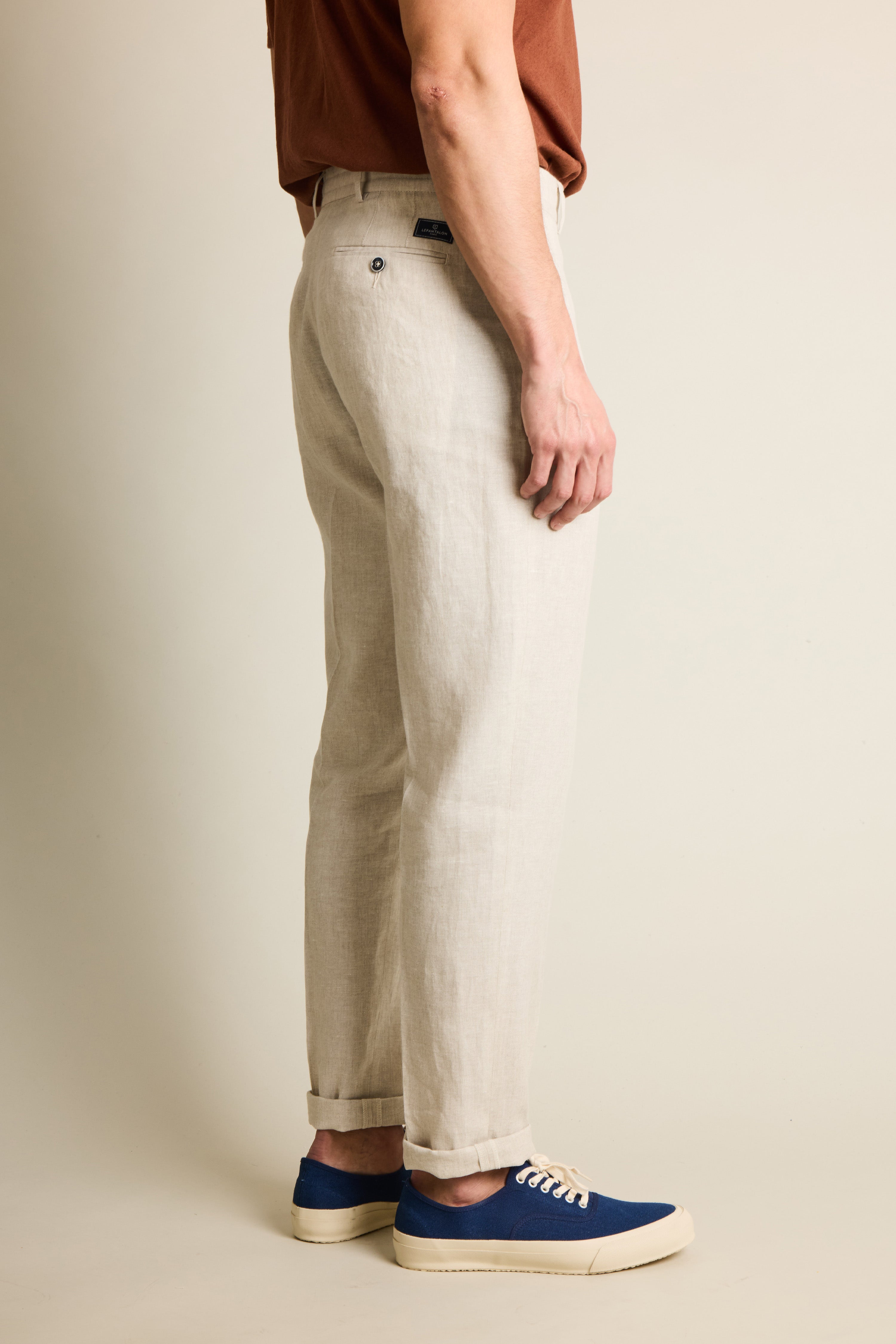 le-pantalon-chinos-homme-cru-pantalon-lin-carotte-l-ger image 7