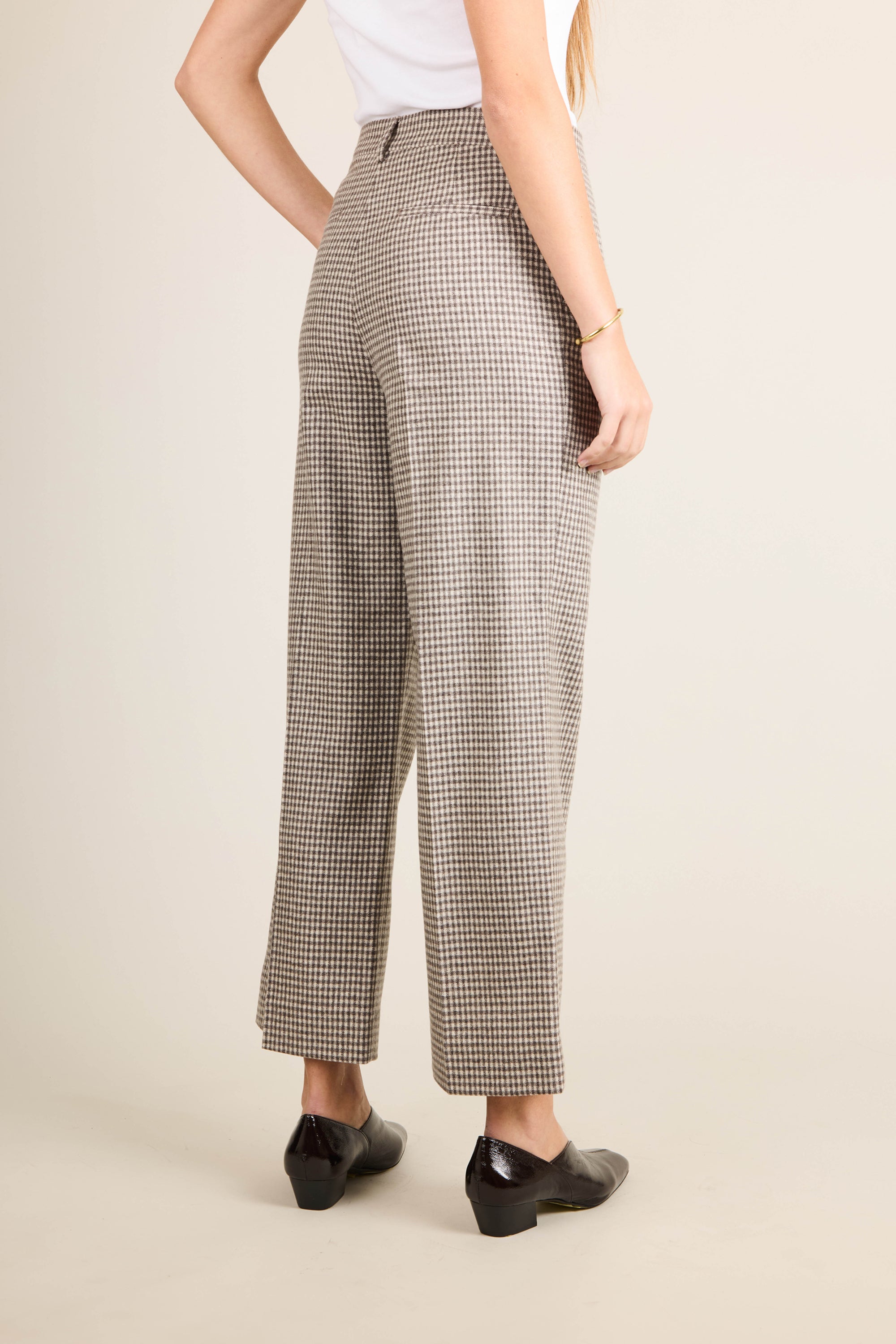 le-pantalon-flanelle-pantalon-flare-vichy-marron-cachemire image 4
