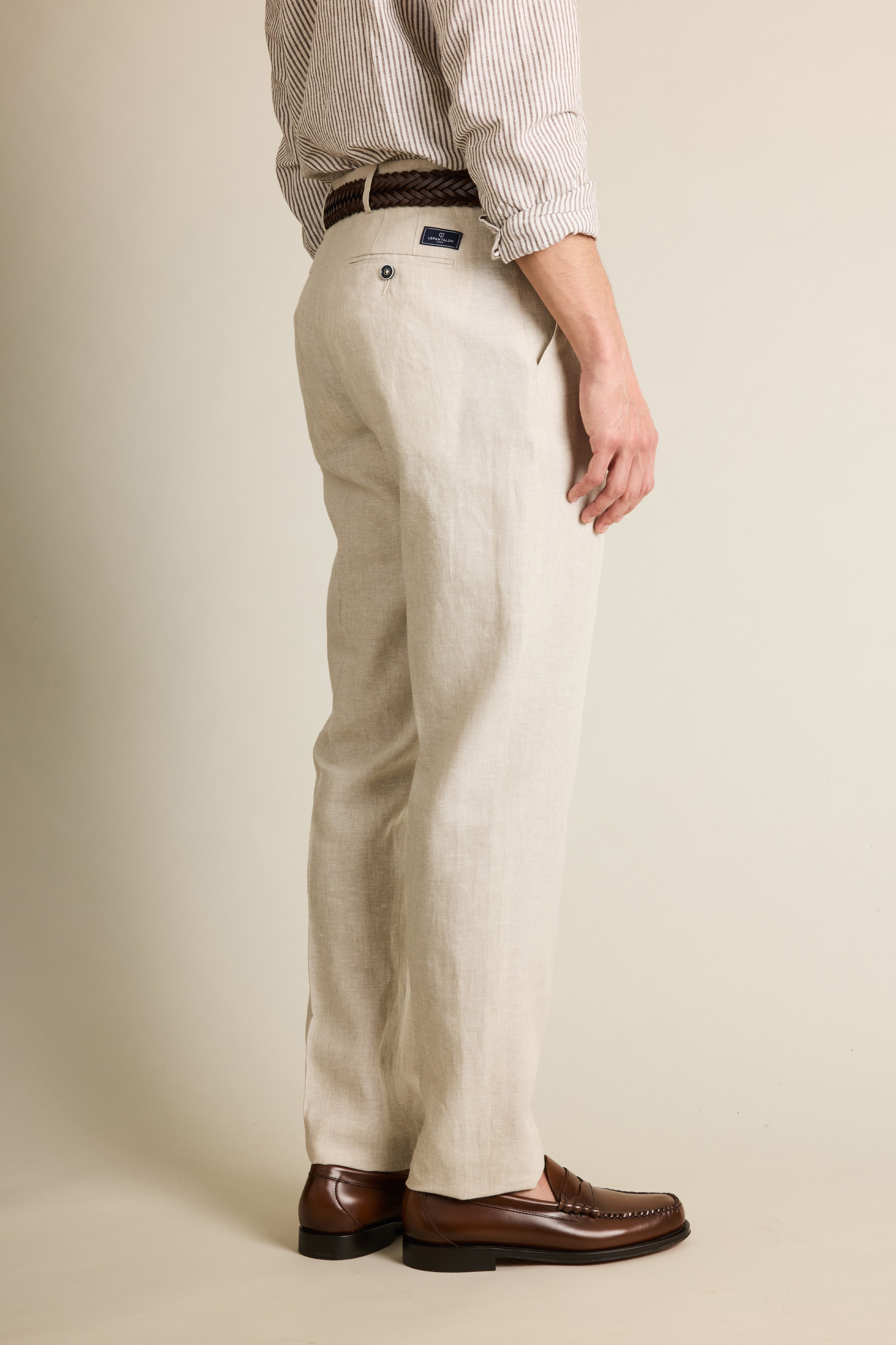 le-pantalon-chinos-homme-cru-pantalon-lin-carotte-l-ger image 3