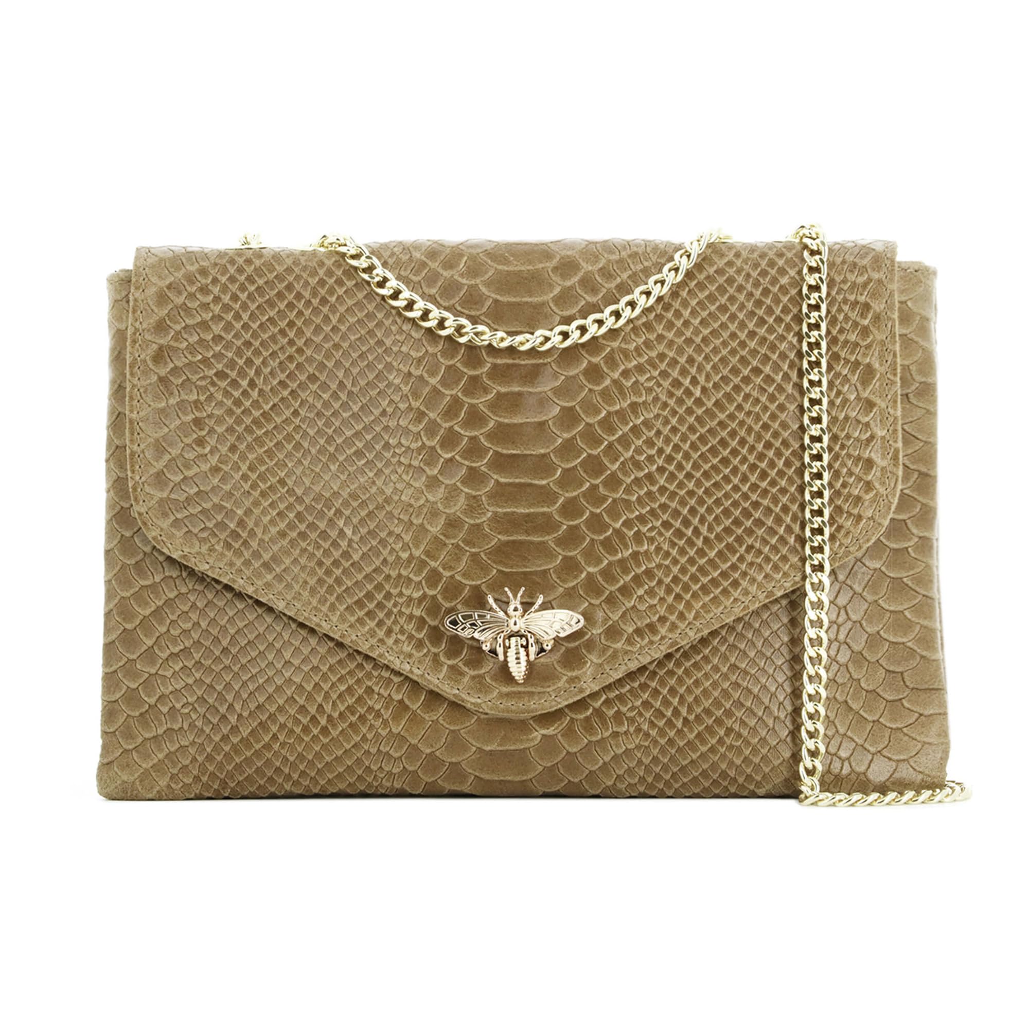 double-tree-sac-bandouli-re-cuir-v-ritable-serpent-taupe image 1