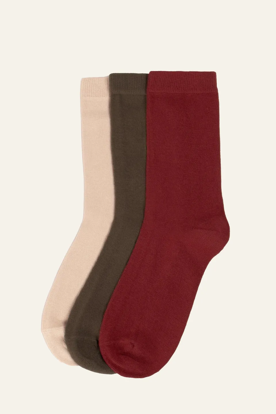le-pantalon-pack-3-chaussettes-femme-coton-bio-beige-kaki image 1