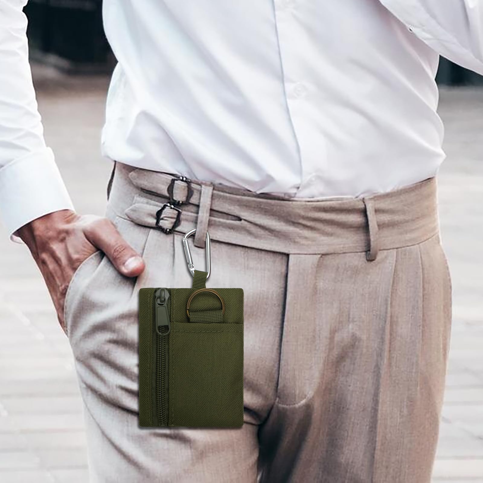 adistylinno-change-purse-porte-monnaie-nylon-vert-mousqueton image 7