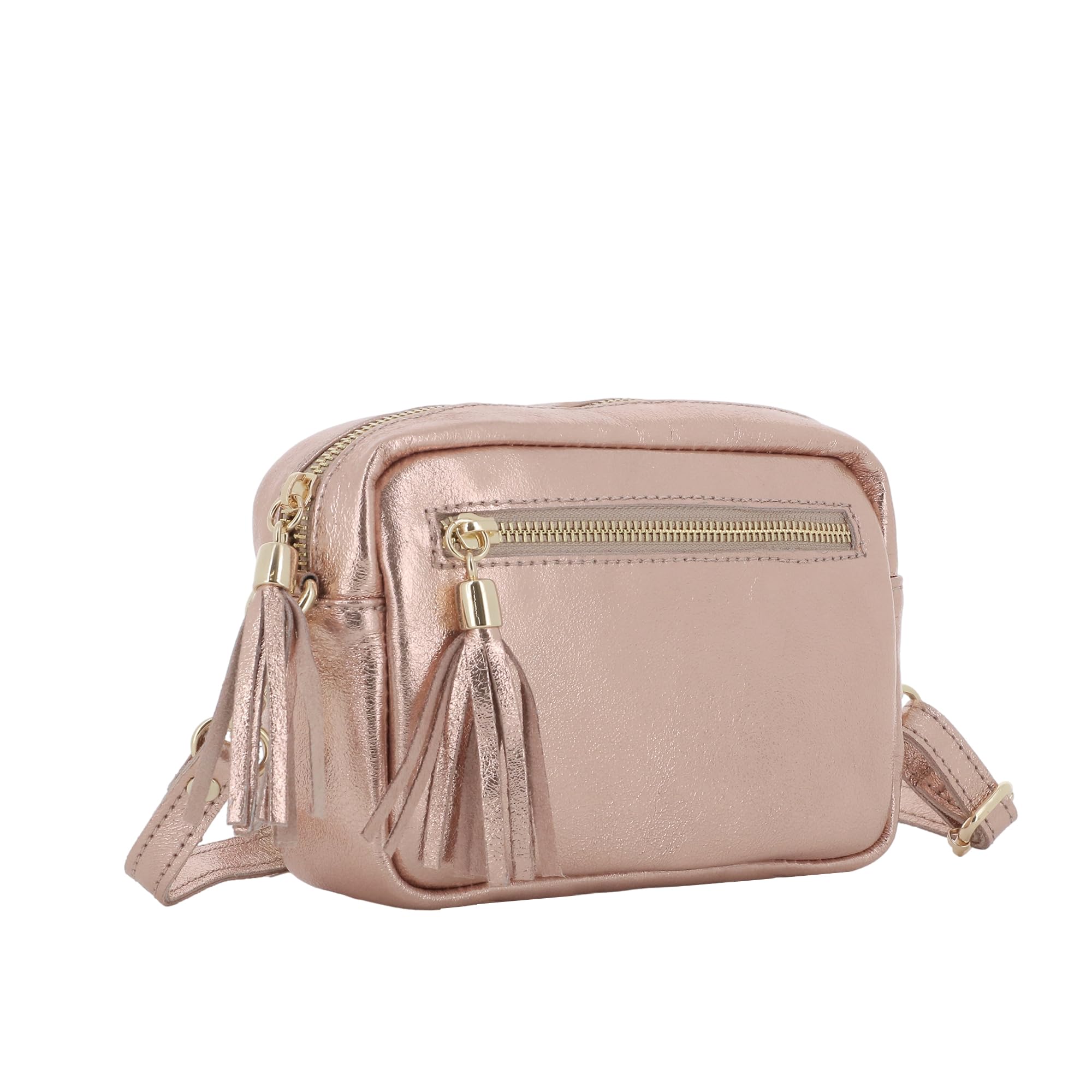 double-tree-sac-bandouli-re-cuir-or-rose-petit-format image 2