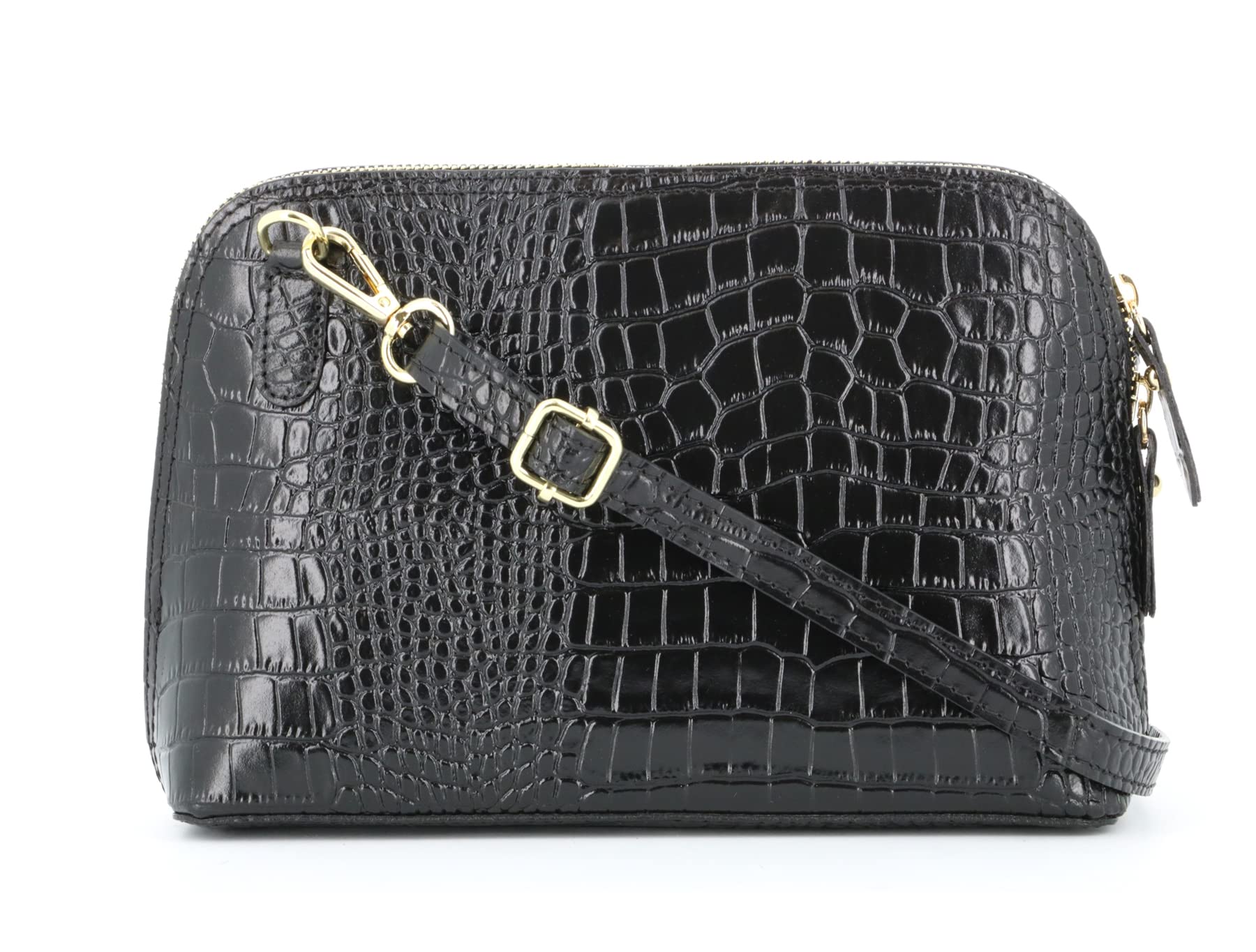 double-tree-sac-bandouli-re-cuir-d-me-croco-noir image 1