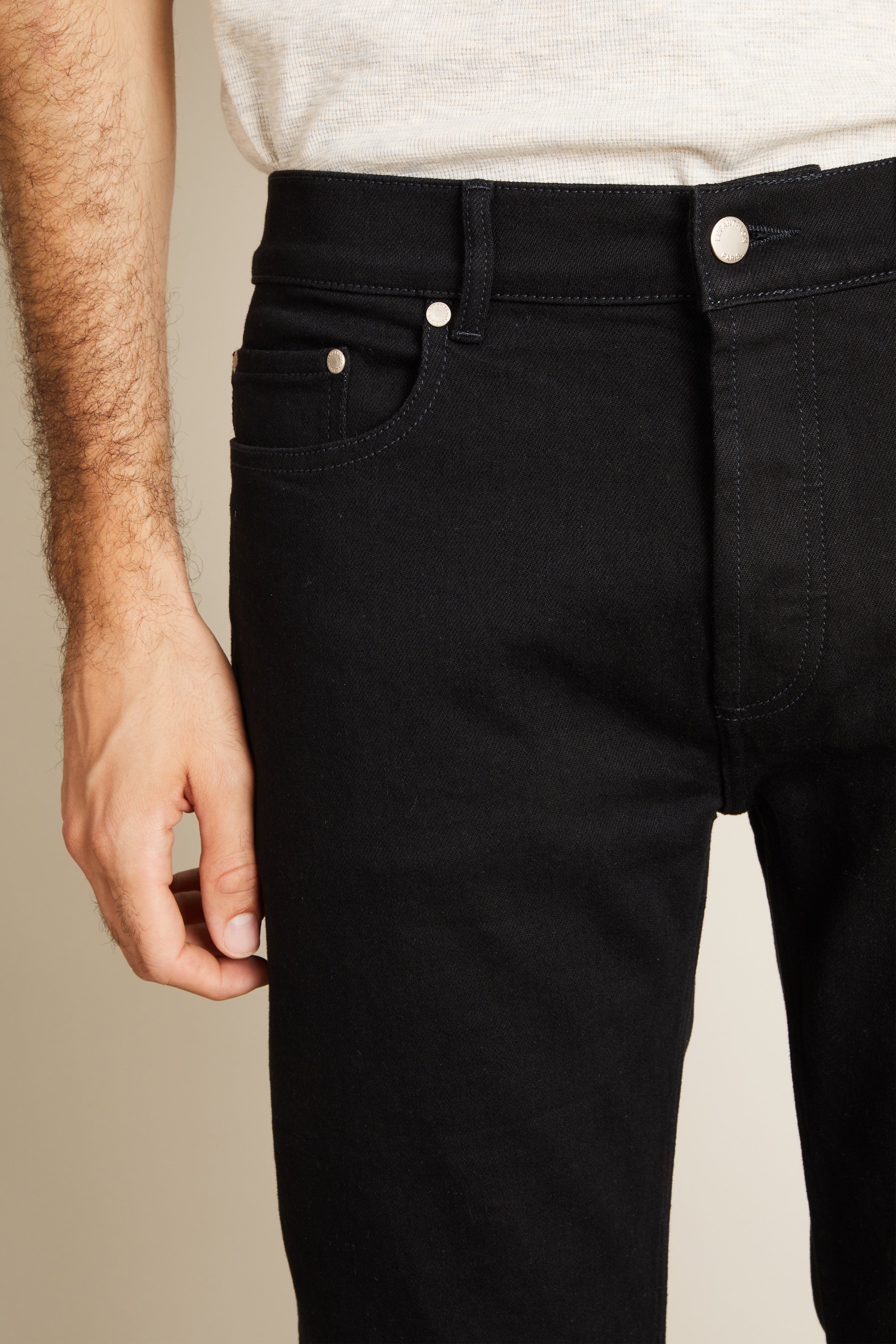 le-pantalon-jeans-homme-fm-lpje-10-jean-noir-semi-slim-coton image 4