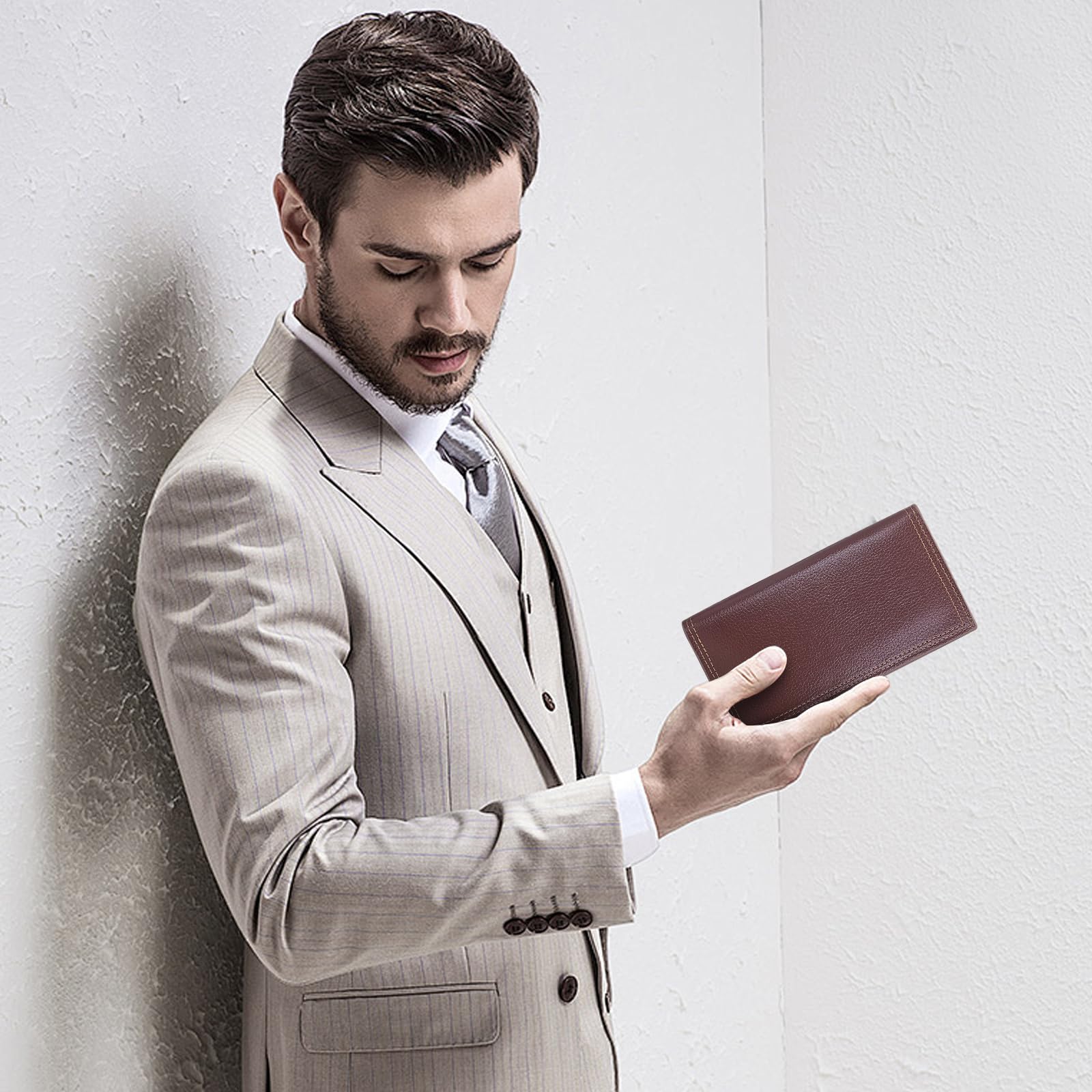 adistylinno-men-s-wallet-portefeuille-long-caf-12-cartes image 5