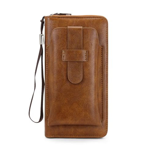 adistylinno-men-s-wallet-portefeuille-long-marron-zip-8-cartes image 7