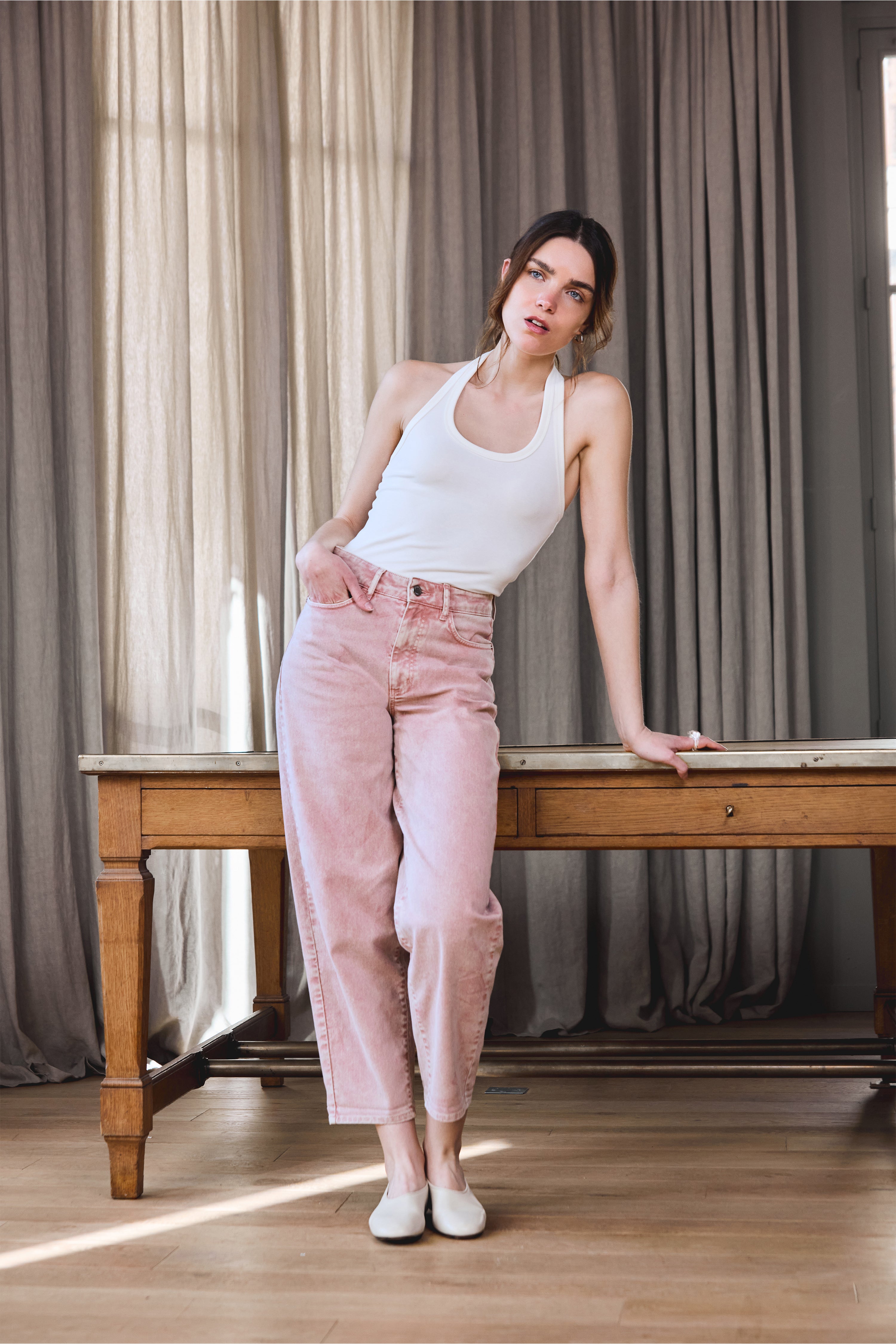 le-pantalon-jeans-femme-jean-balloon-ice-pink-coton-large image 2