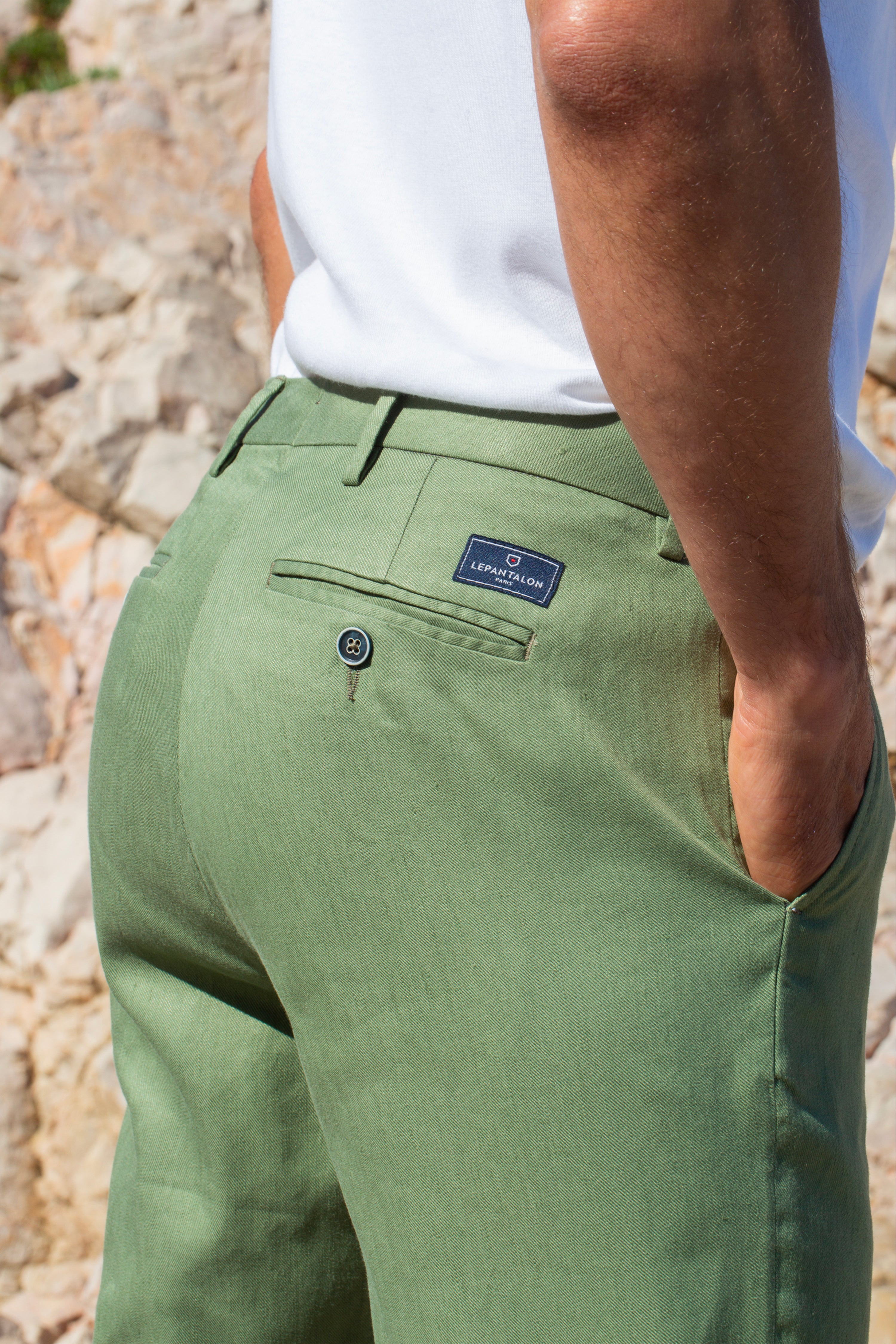 le-pantalon-chinos-homme-chino-coton-lin-kaki-pantalon image 5