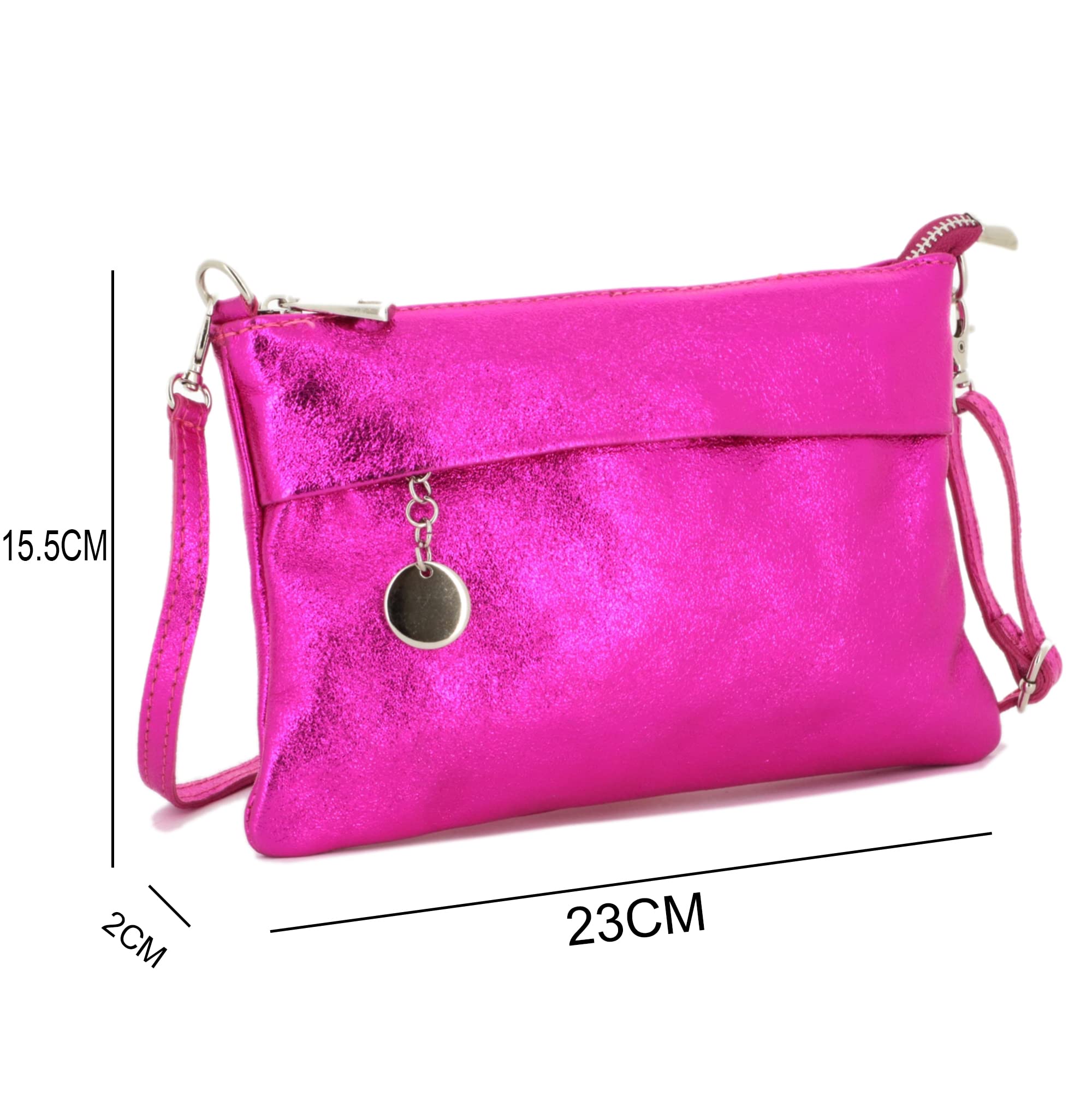 double-tree-sac-bandouli-re-cuir-v-ritable-fuchsia-iris-soir-e image 2