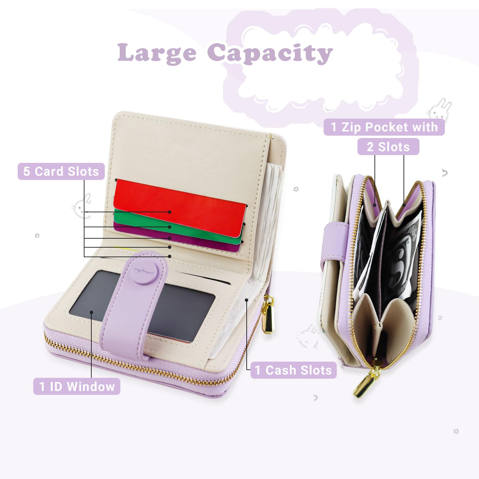 adistylinno-women-s-wallet-petit-portefeuille-violet-5-cartes image 3