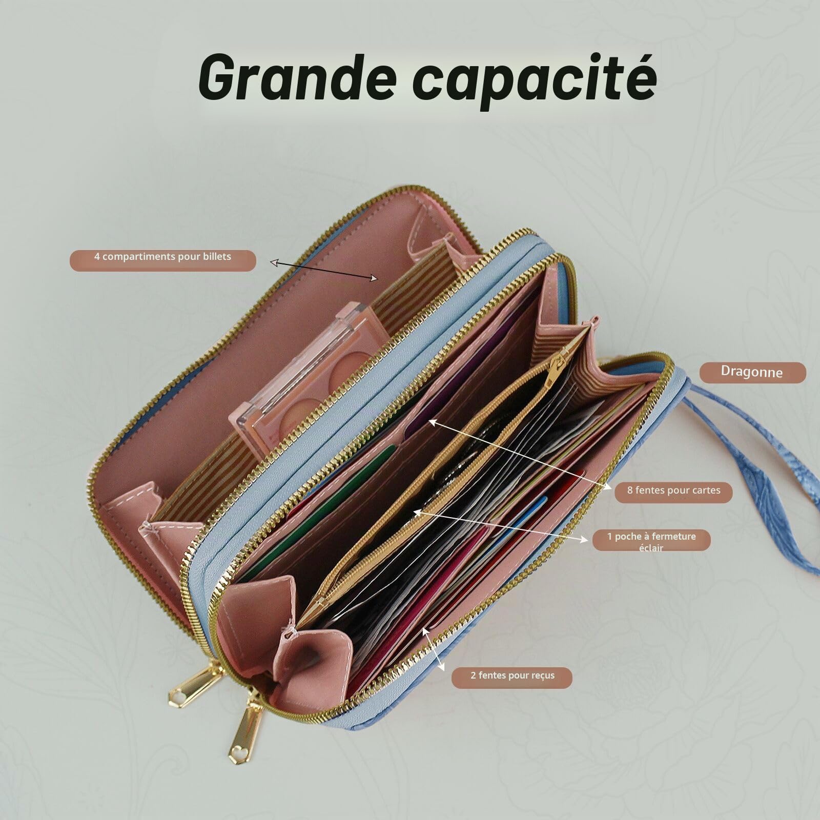 adistylinno-women-s-wallet-portefeuille-femme-bleu-grande-capacit image 2