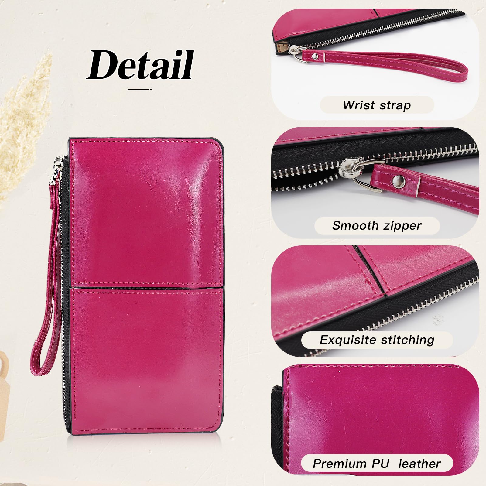 adistylinno-women-s-wallet-portefeuille-long-rose-dragonne image 5