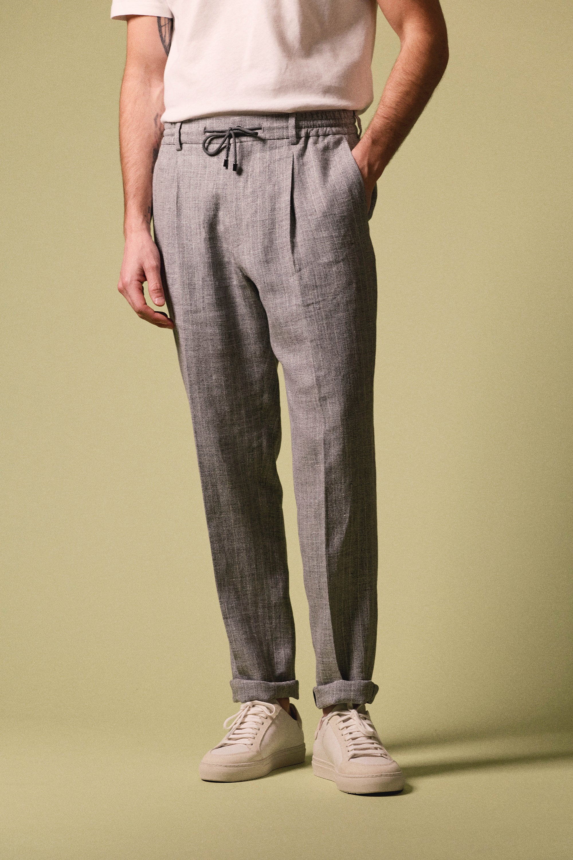 le-pantalon-pantalons-jogging-homme-jogpant-lin-coton-gris-ray image 3