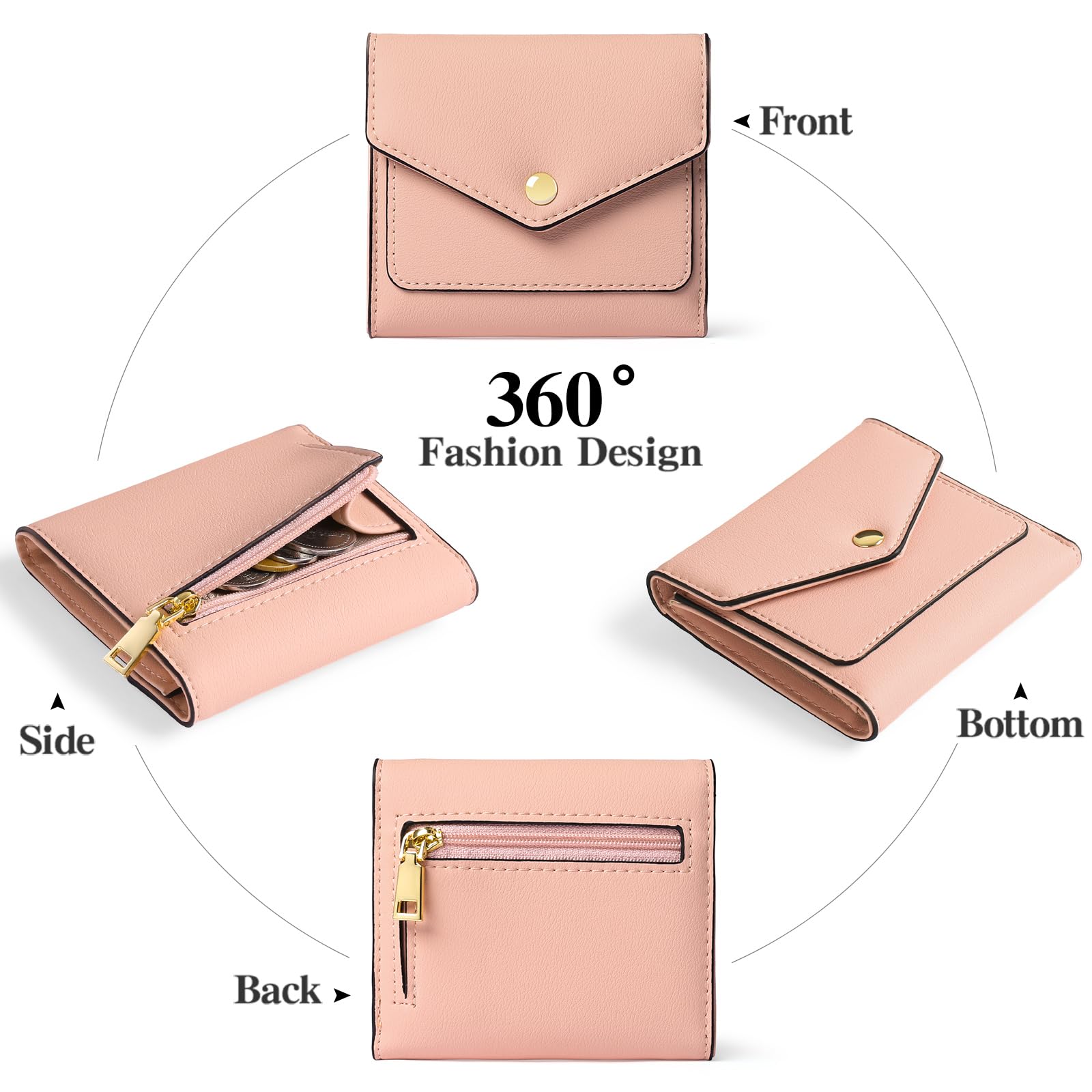 gaekeao-women-s-small-wallet-mini-portefeuille-femme-rose-rfid image 4
