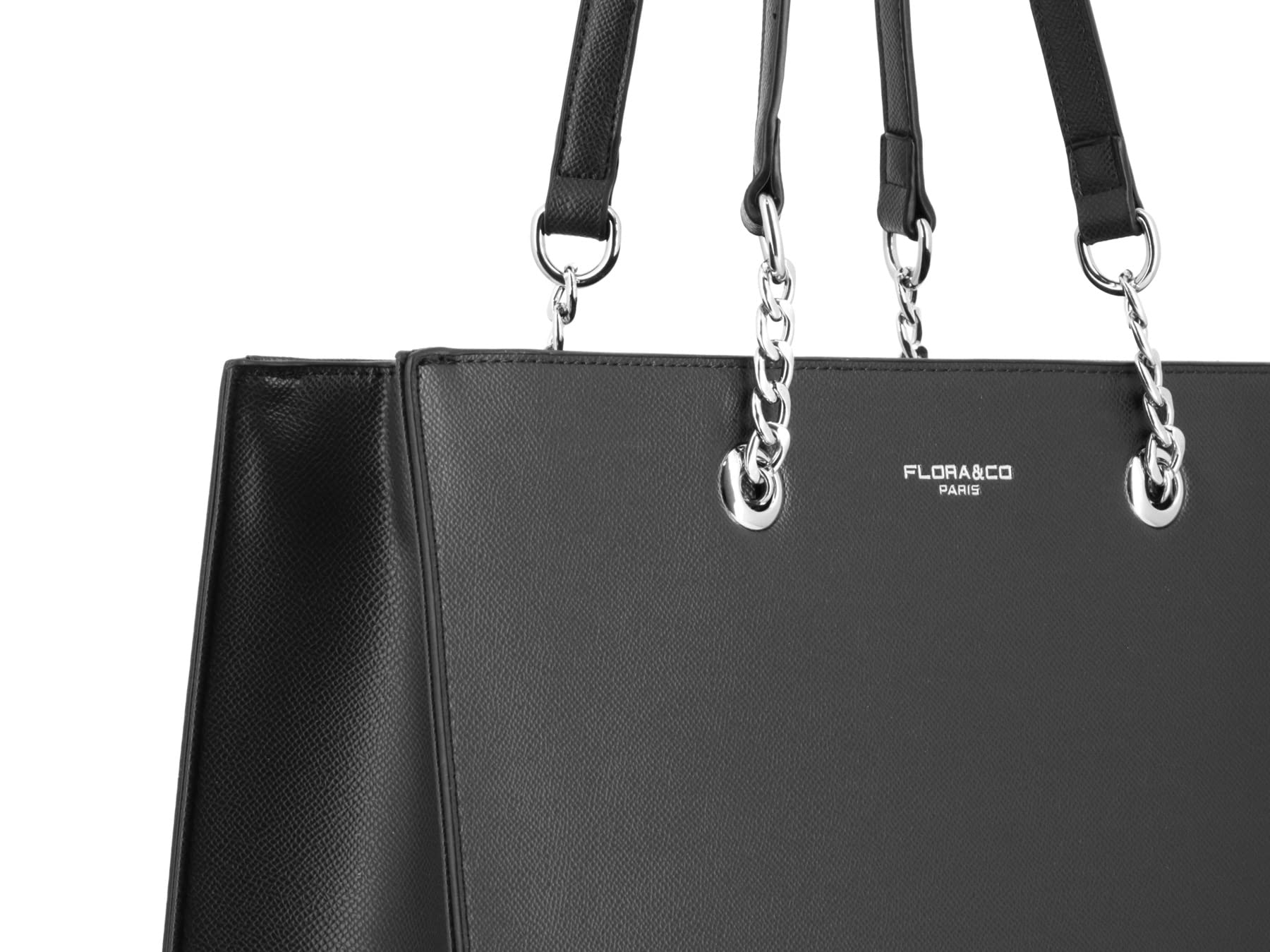 flora-co-cabas-sac-main-femme-noir-similicuir-cha-ne-a4 image 7