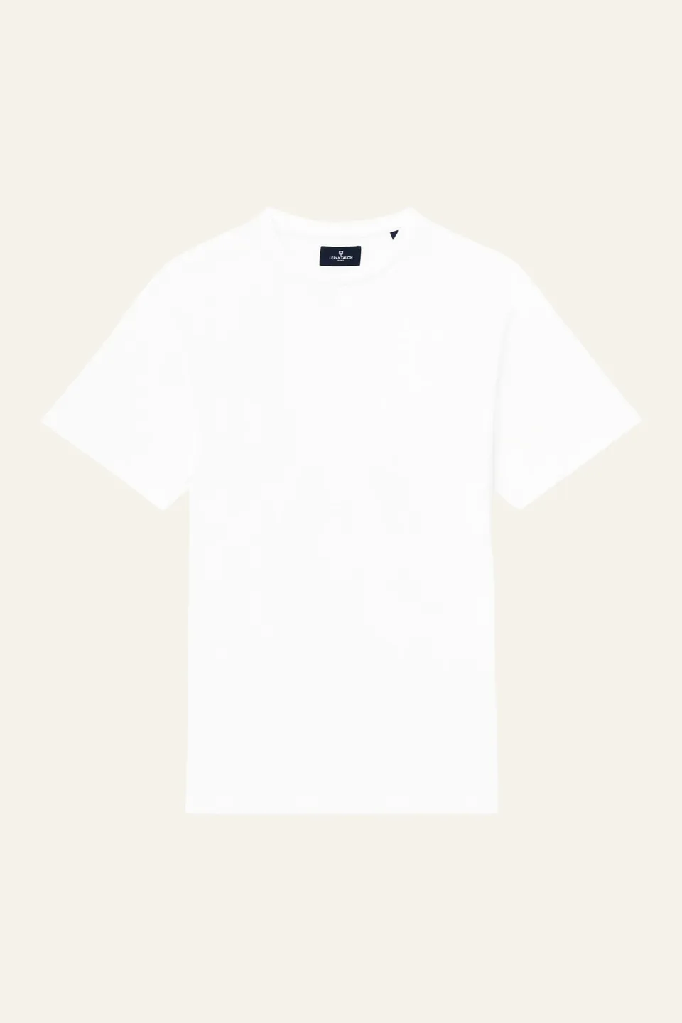 le-pantalon-tee-shirt-coton-lin-blanc-t-shirt-homme-col-rond image 1