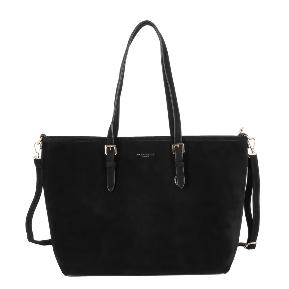 flora-co-cabas-grand-sac-shopping-noir-effet-daim-a4 image 1