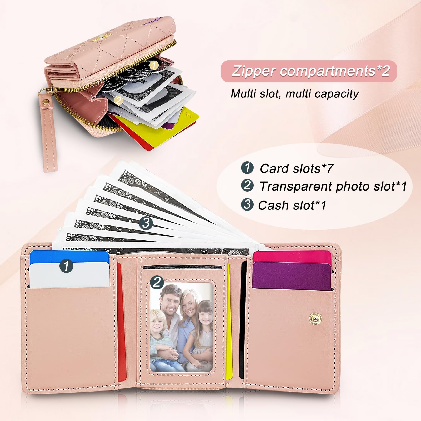 adistylinno-women-s-wallet-petit-portefeuille-violet-floral-7-cartes image 2