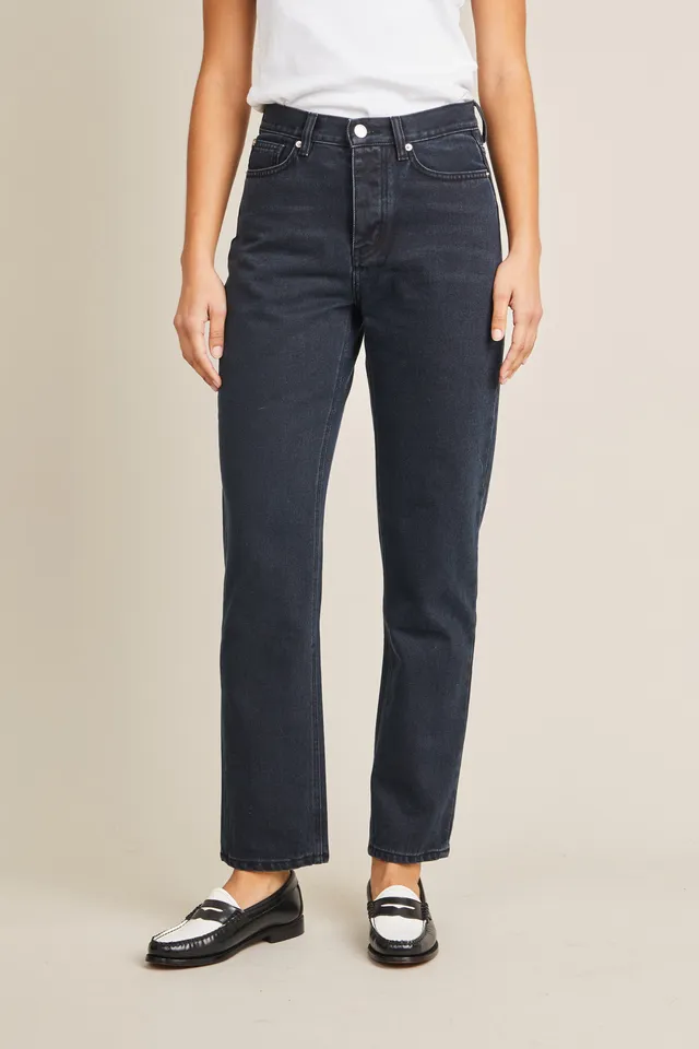 le-pantalon-jean-droit-noir-v1-taille-haute-coton-bio image 1