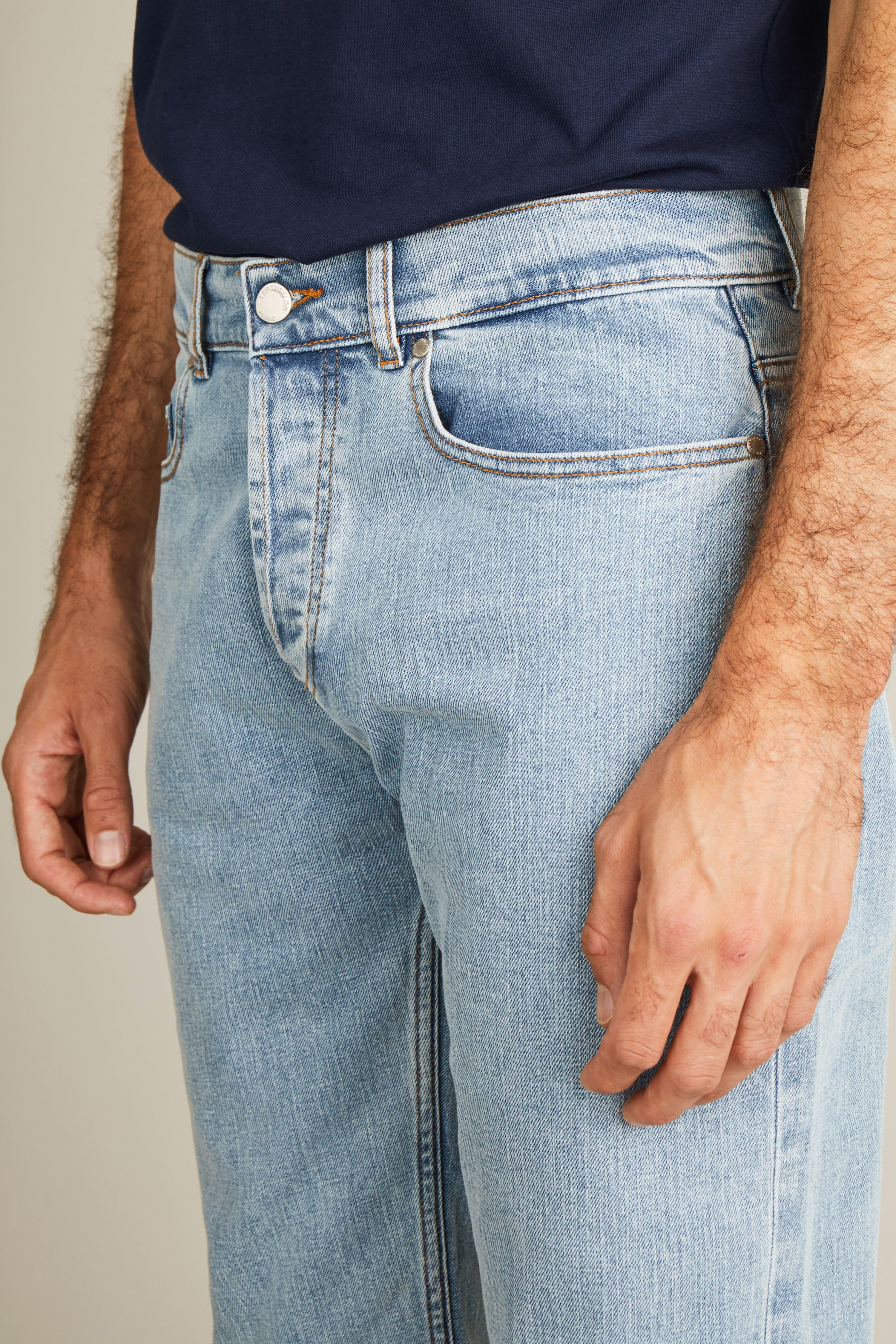 le-pantalon-jeans-jean-bleu-bleached-semi-slim-stretch image 3