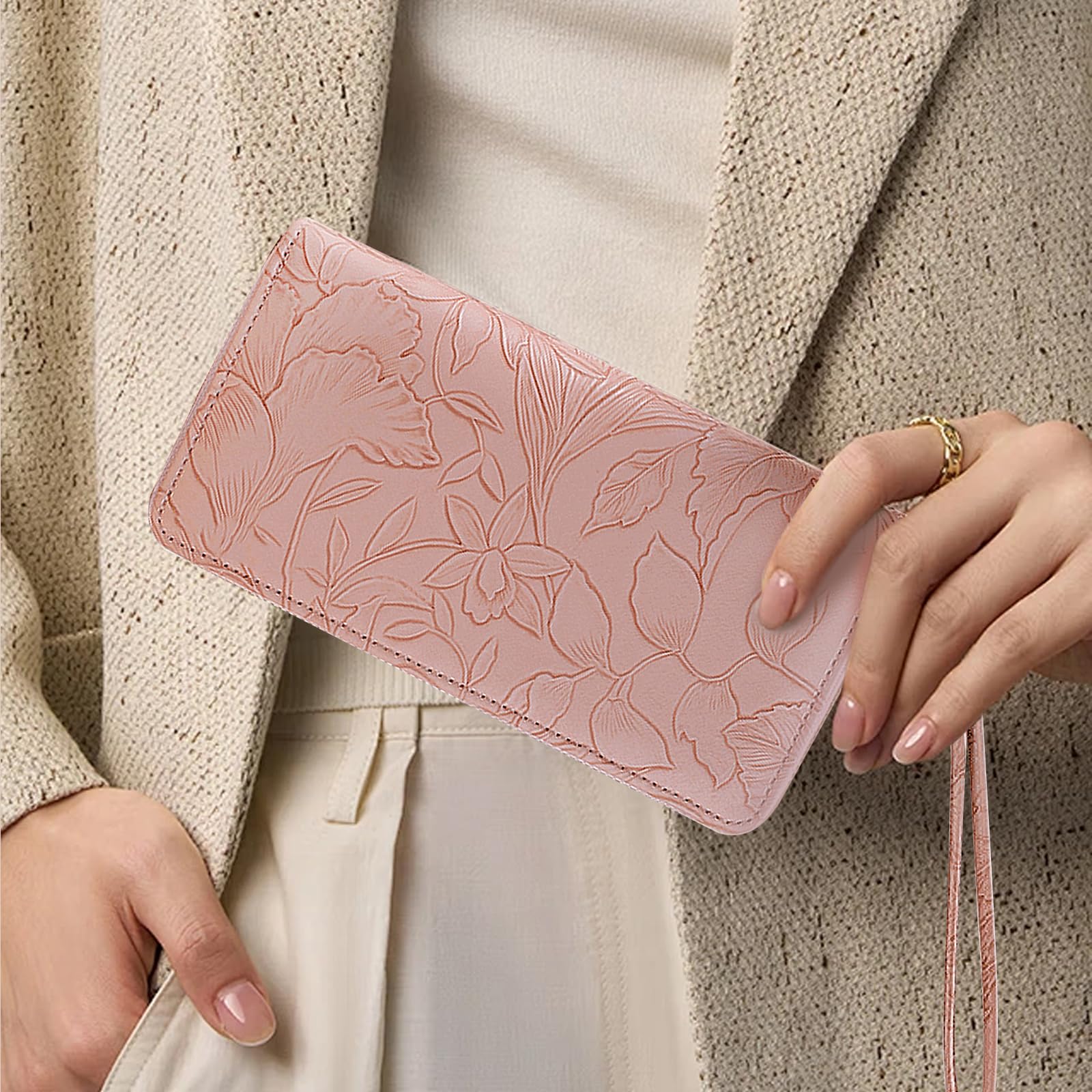 adistylinno-women-s-wallet-portefeuille-rose-double-zip-pu image 7