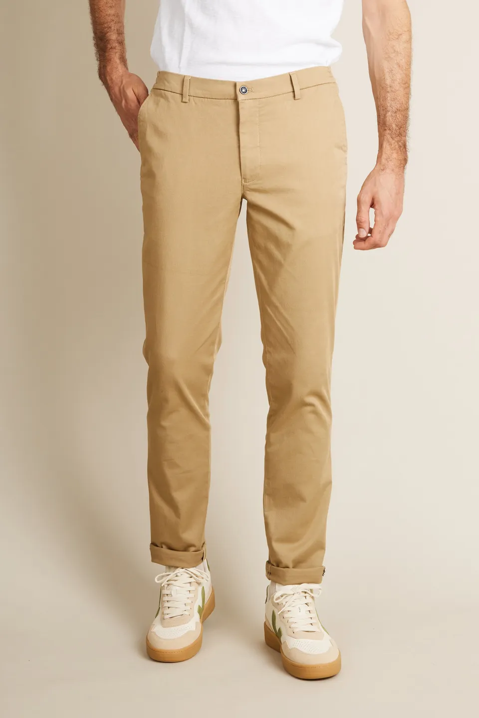 le-pantalon-chinos-homme-fm-lpce-2-chino-beige-easy-coton image 1