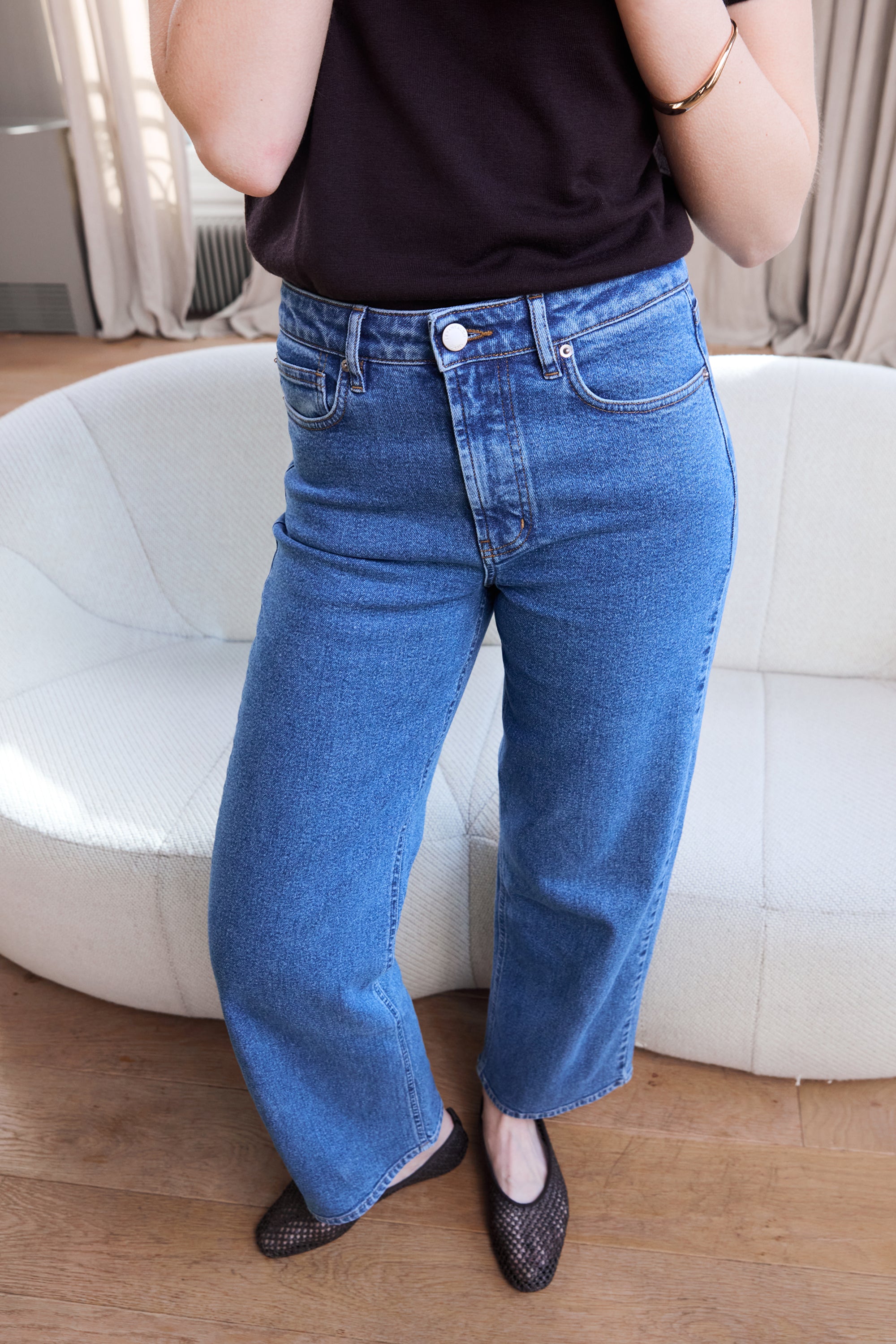 le-pantalon-jean-flare-bleu-stone-jean-femme-stretch image 3