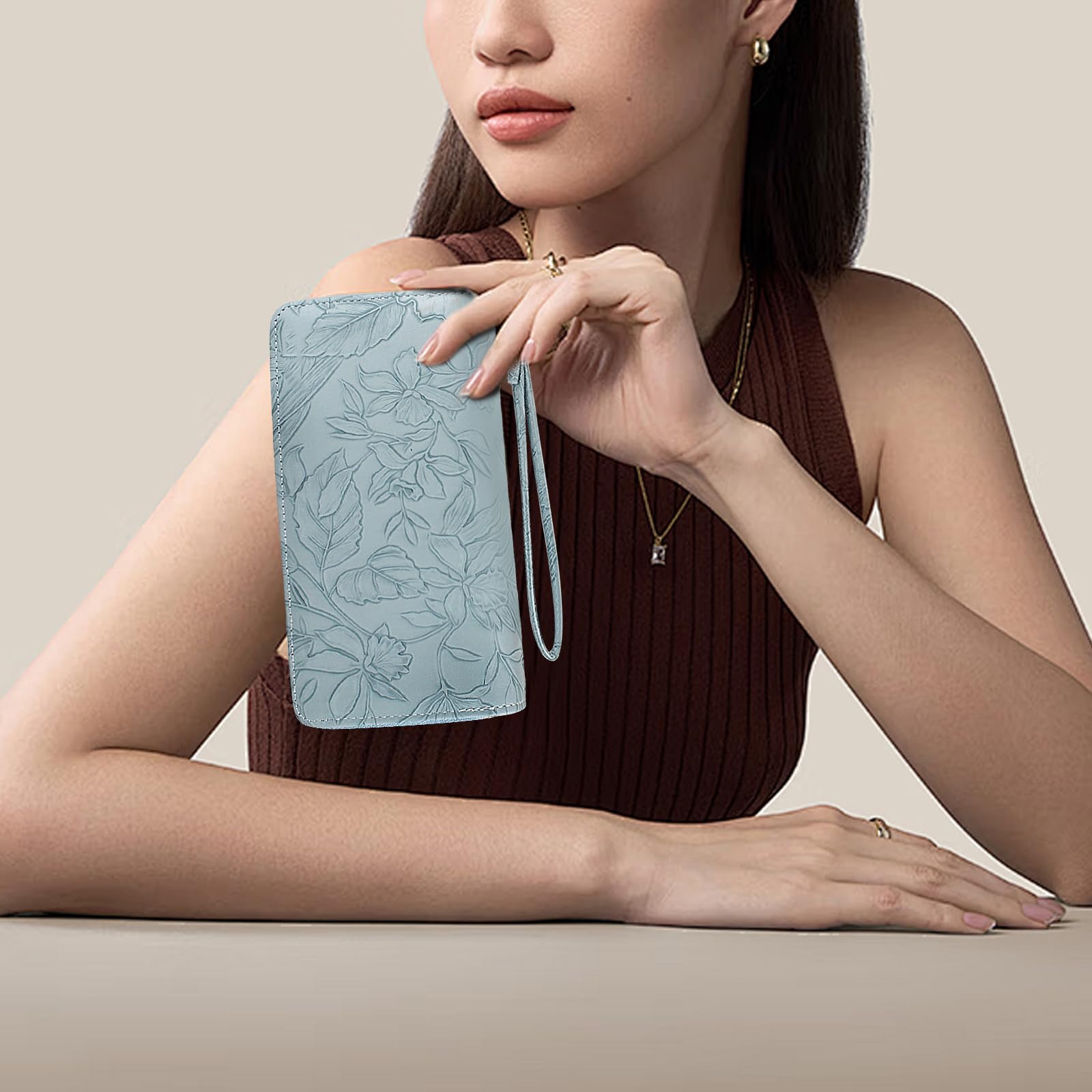 adistylinno-women-s-wallet-portefeuille-femme-bleu-grande-capacit image 6