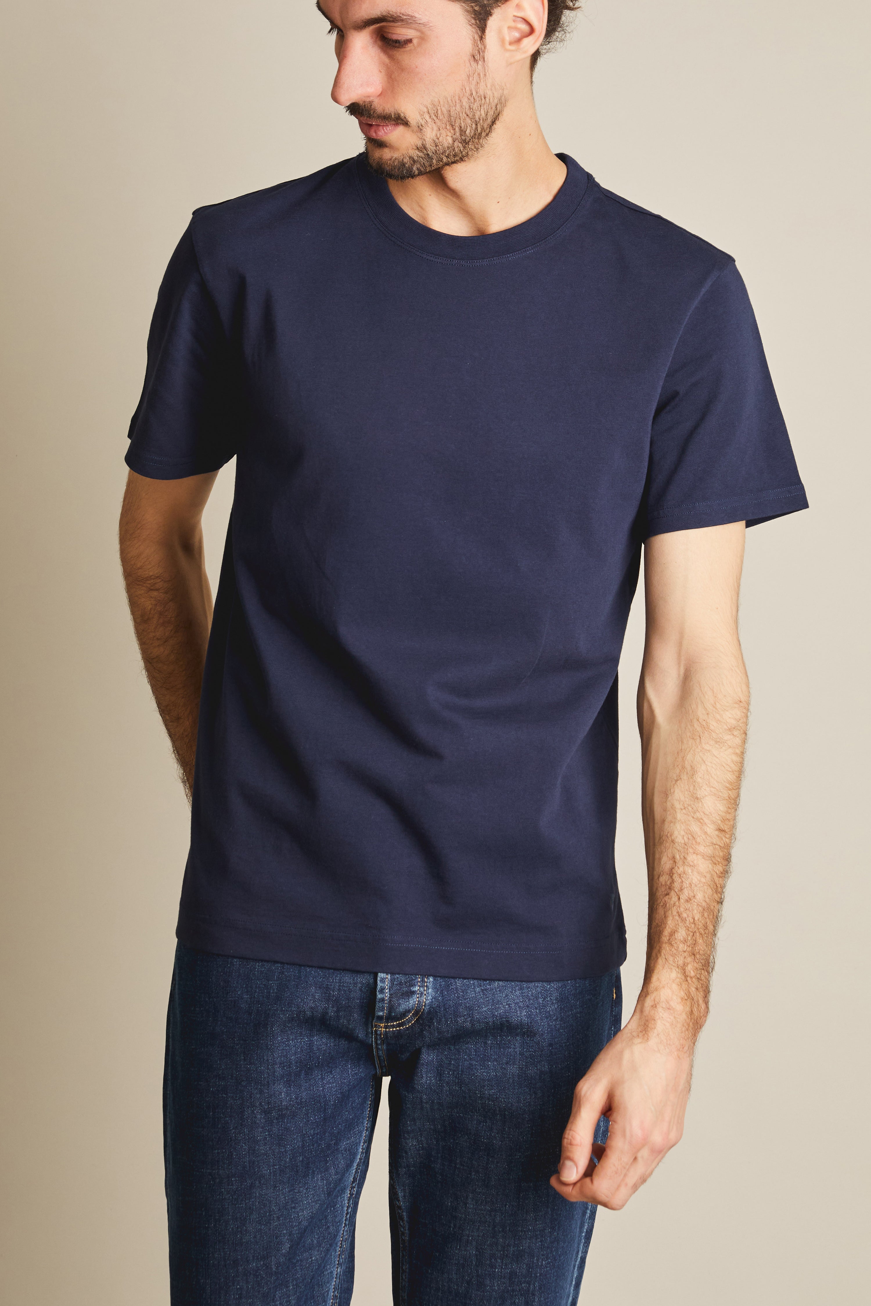 le-pantalon-t-shirts-homme-fm-lpts-1-tee-shirt-bleu-marine-bio image 3