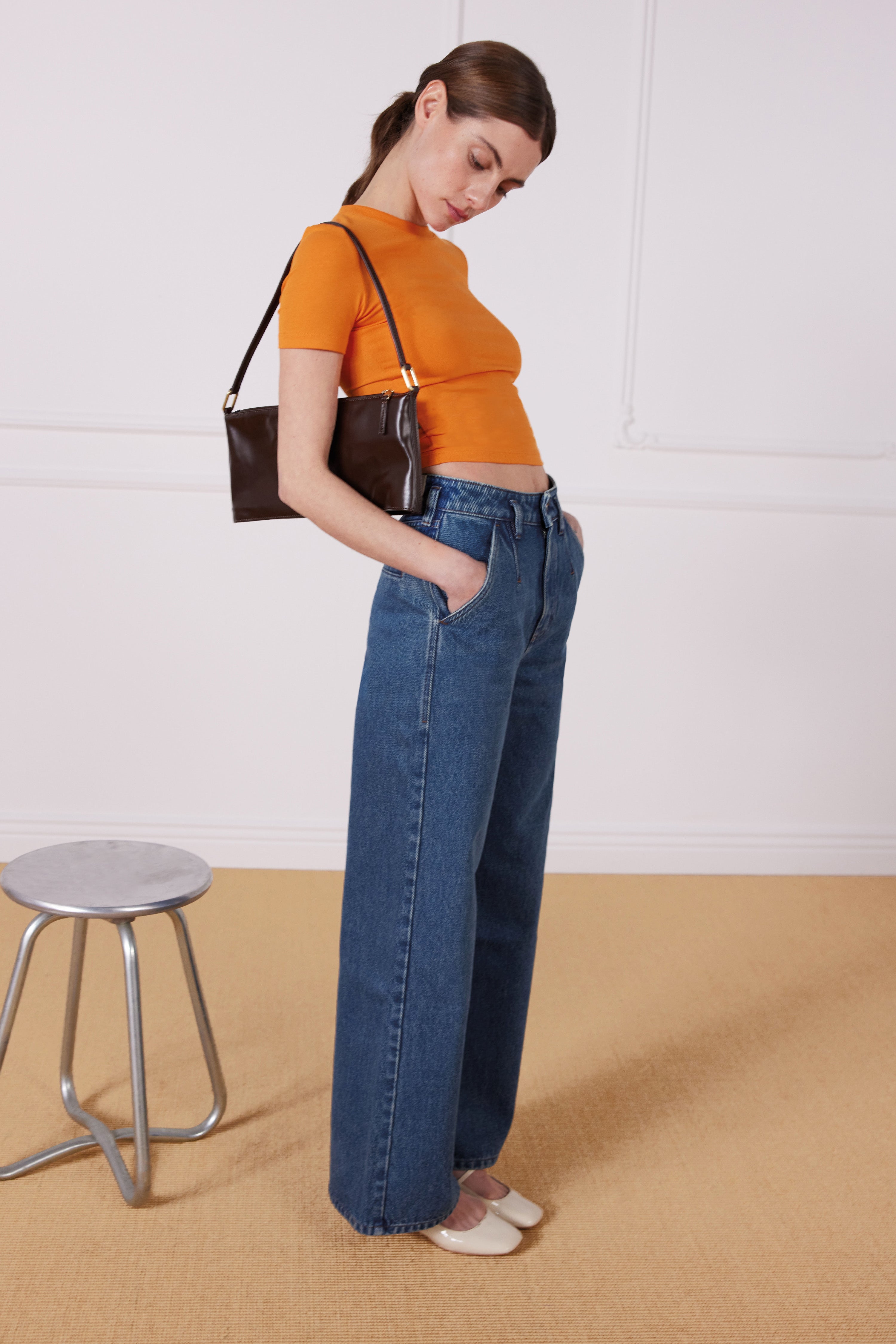 le-pantalon-jean-large-middle-blue-jean-femme-coton-taille-haute image 5