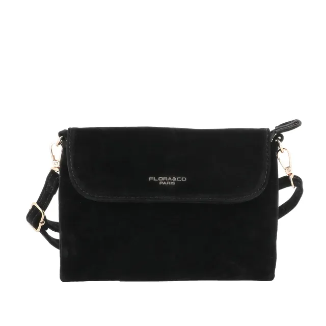 flora-co-bandouli-res-mini-sac-bandouli-re-noir-effet-daim image 1