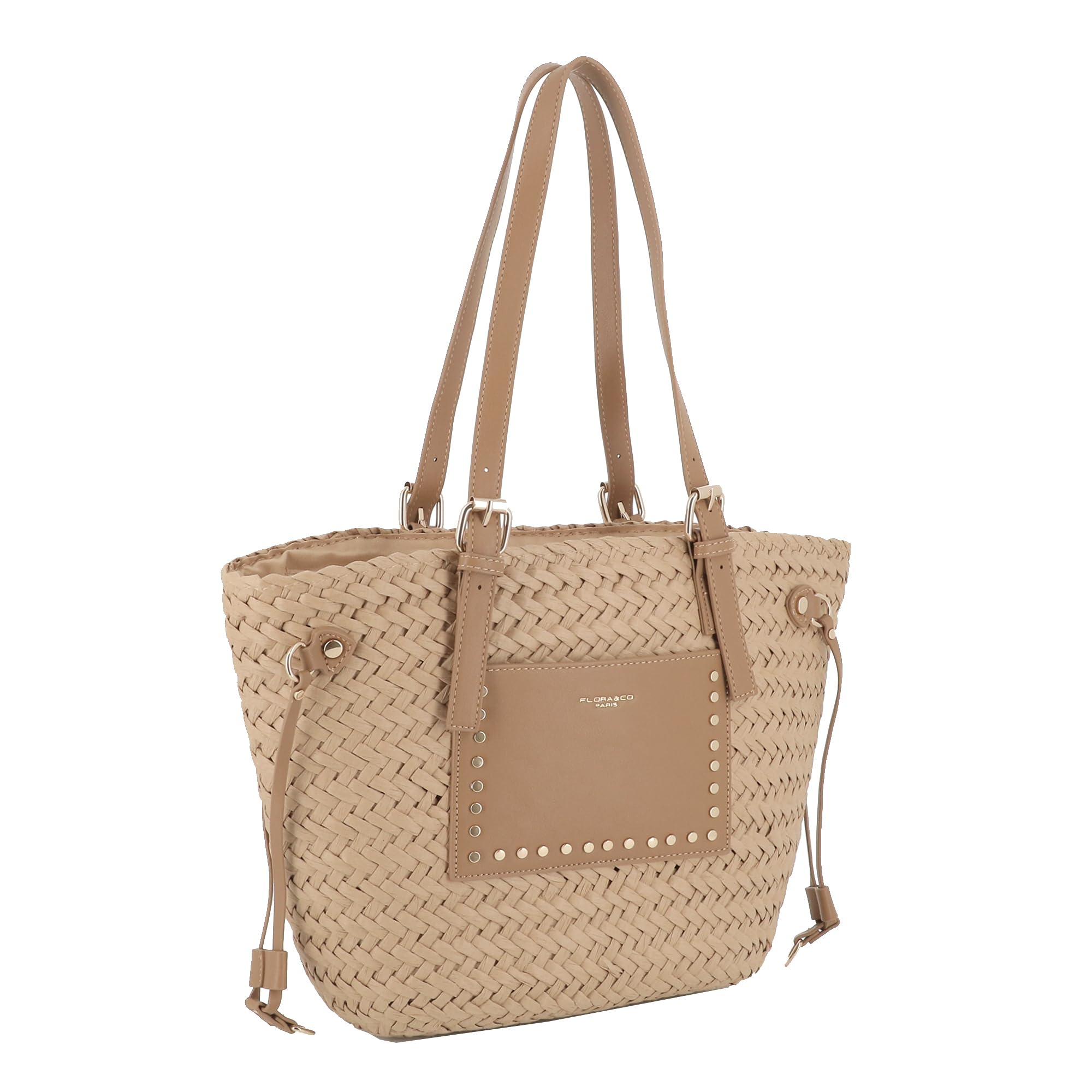 flora-co-cabas-sac-plage-paille-camel-zipp-spacieux image 3