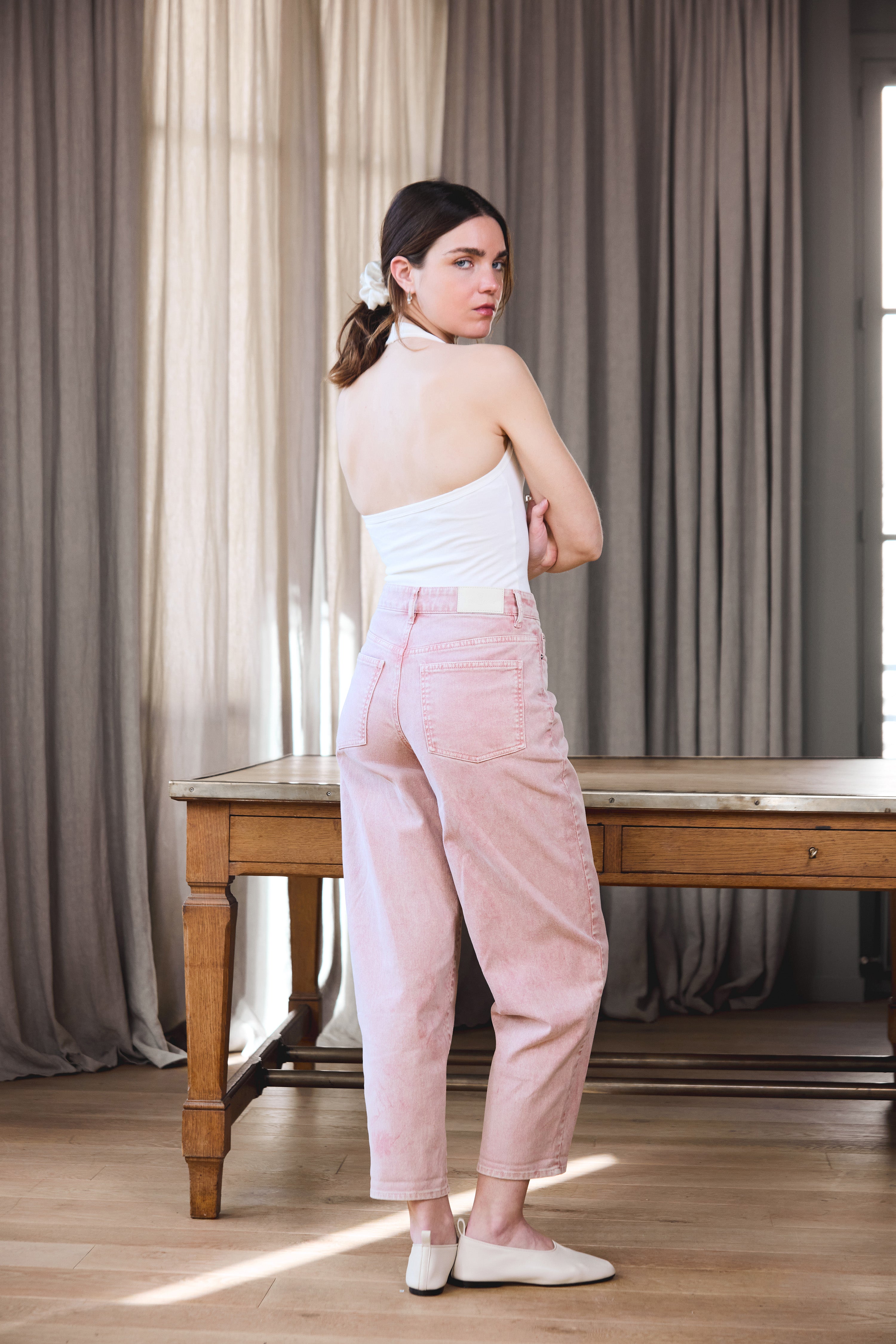 le-pantalon-jeans-femme-jean-balloon-ice-pink-coton-large image 5