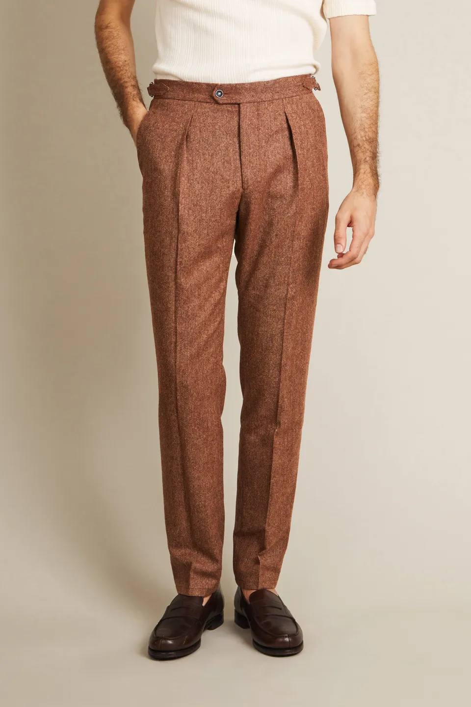 le-pantalon-flanelle-pantalon-laine-terracotta-serrage image 1