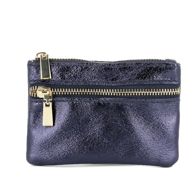 double-tree-porte-monnaie-cuir-bleu-iris-femme image 1