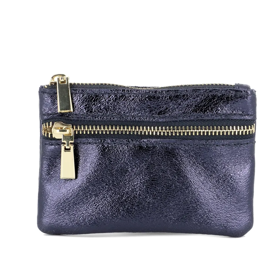 double-tree-porte-monnaie-cuir-bleu-iris-femme image 1