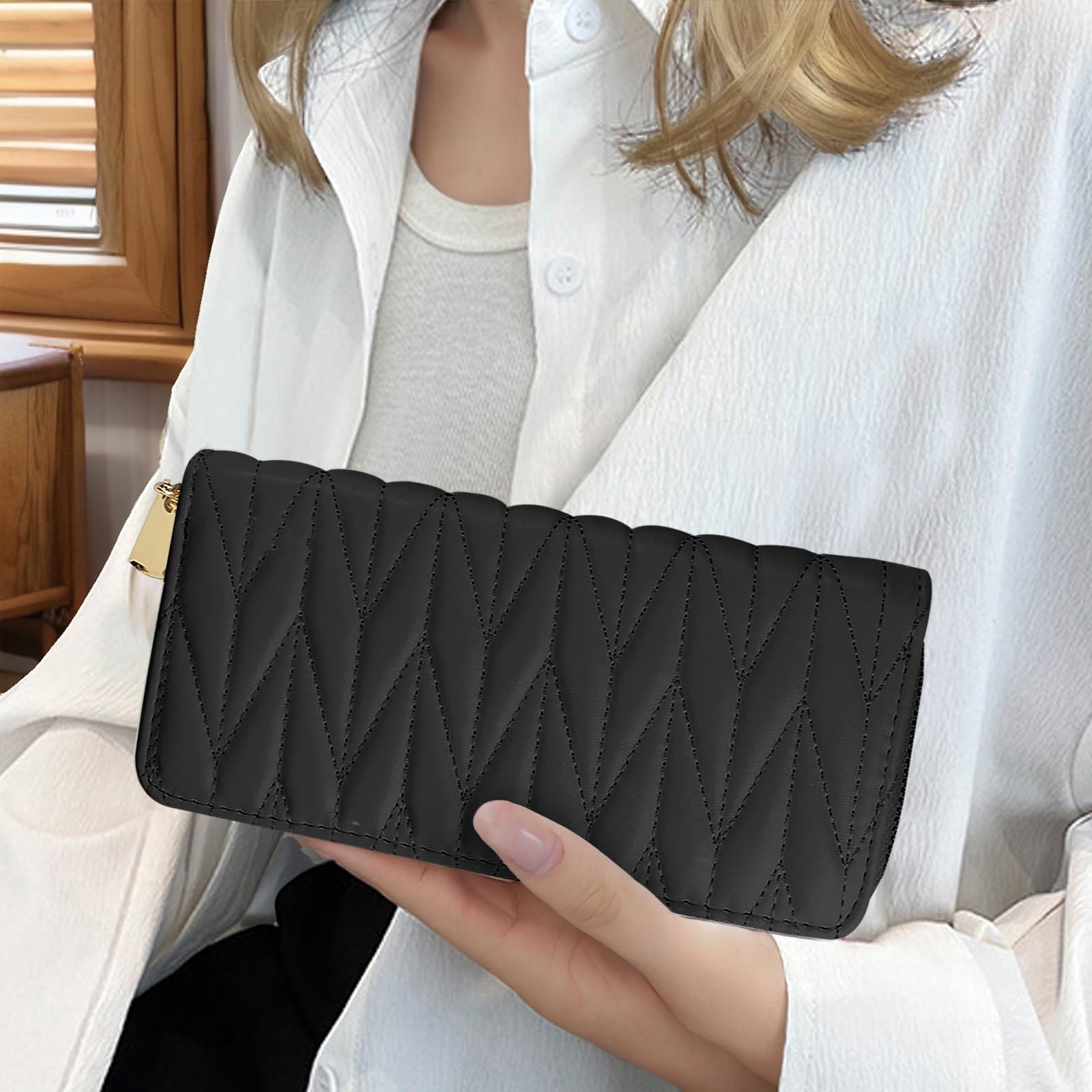 adistylinno-women-s-wallet-portefeuille-femme-noir-grand-8-cartes image 5