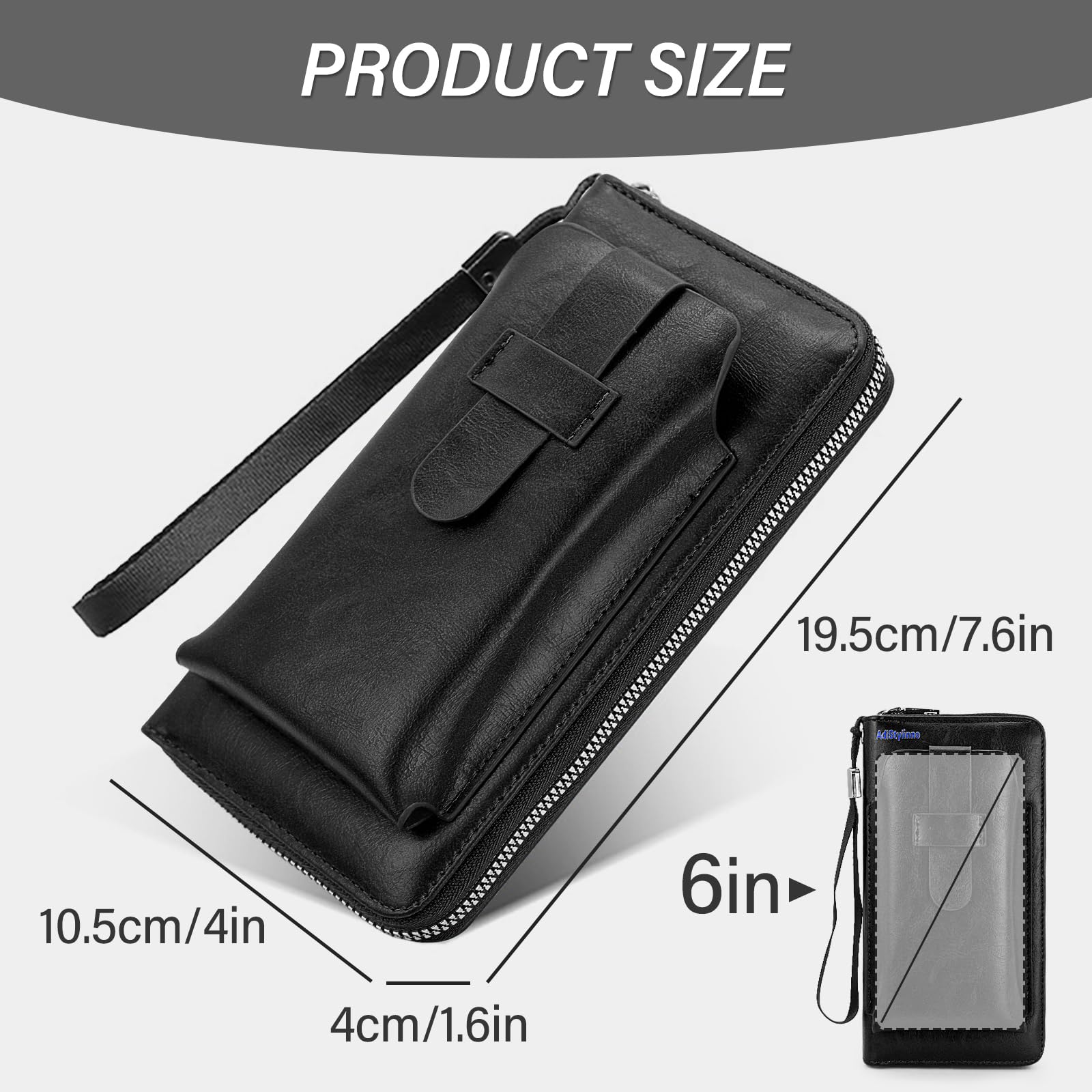 adistylinno-men-s-wallet-portefeuille-long-noir-zip-8-cartes image 4