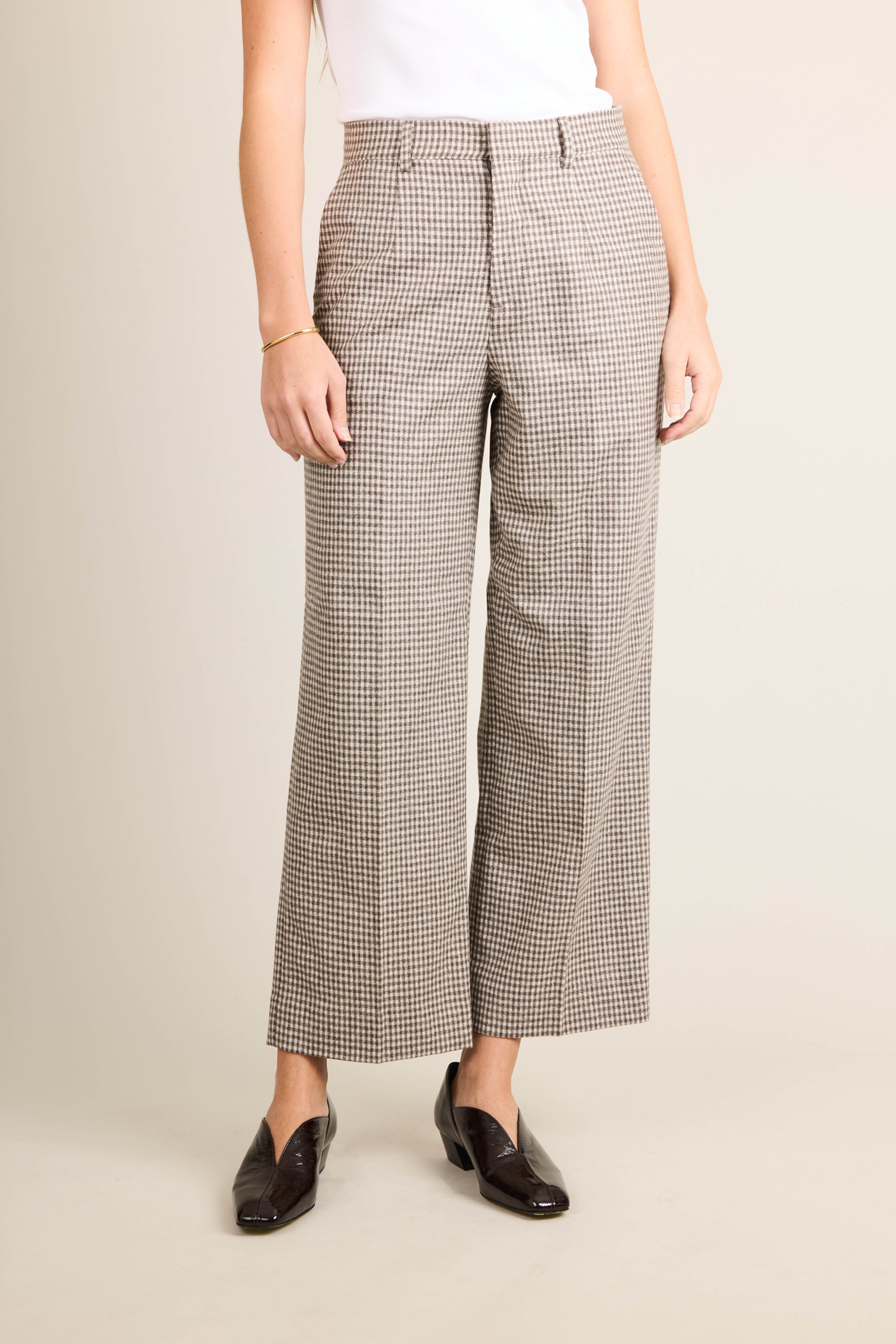 le-pantalon-flanelle-pantalon-flare-vichy-marron-cachemire image 8